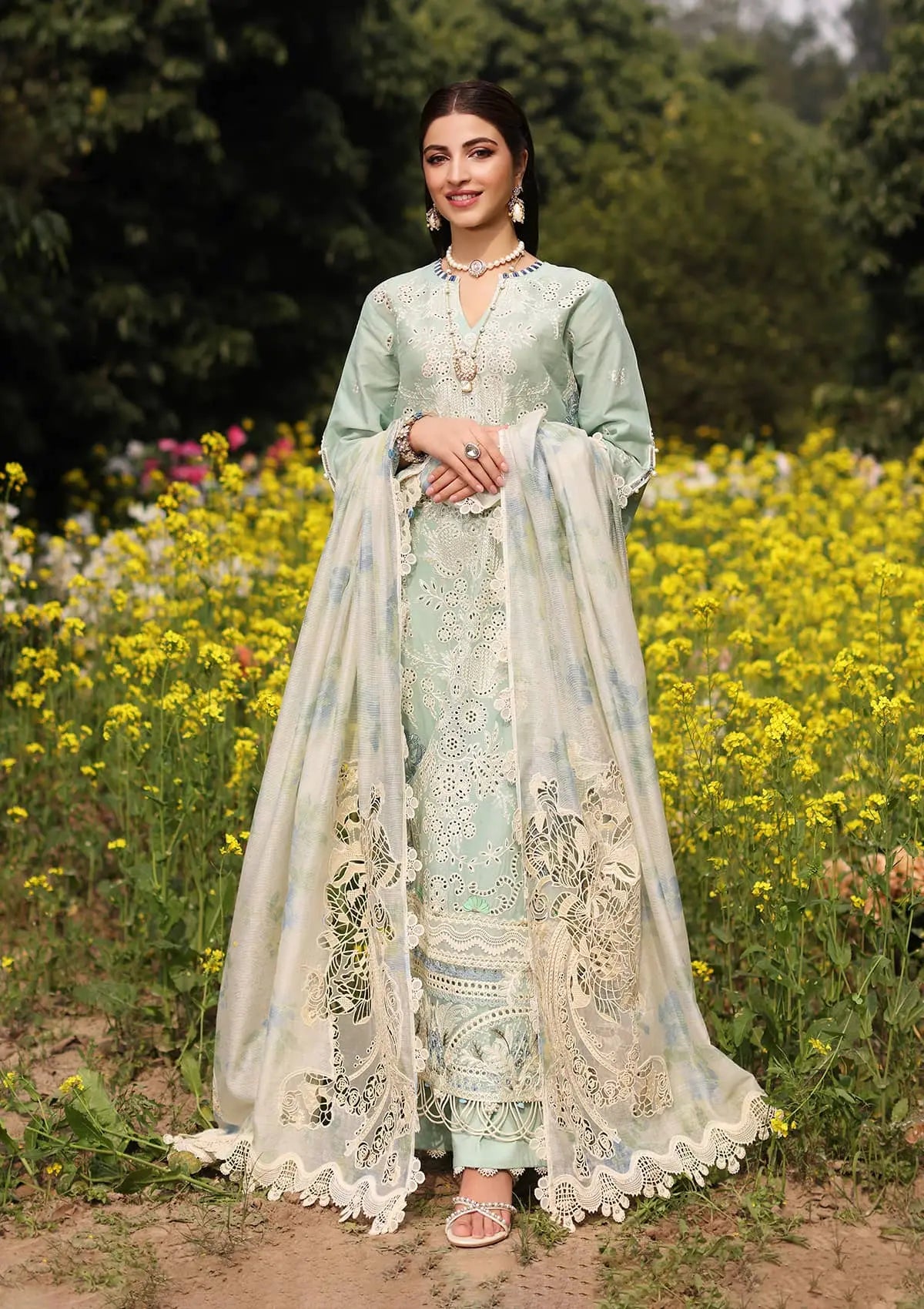 Elegent dress TABIR from KAHF's"Festive Lawn" 2024 Collection.