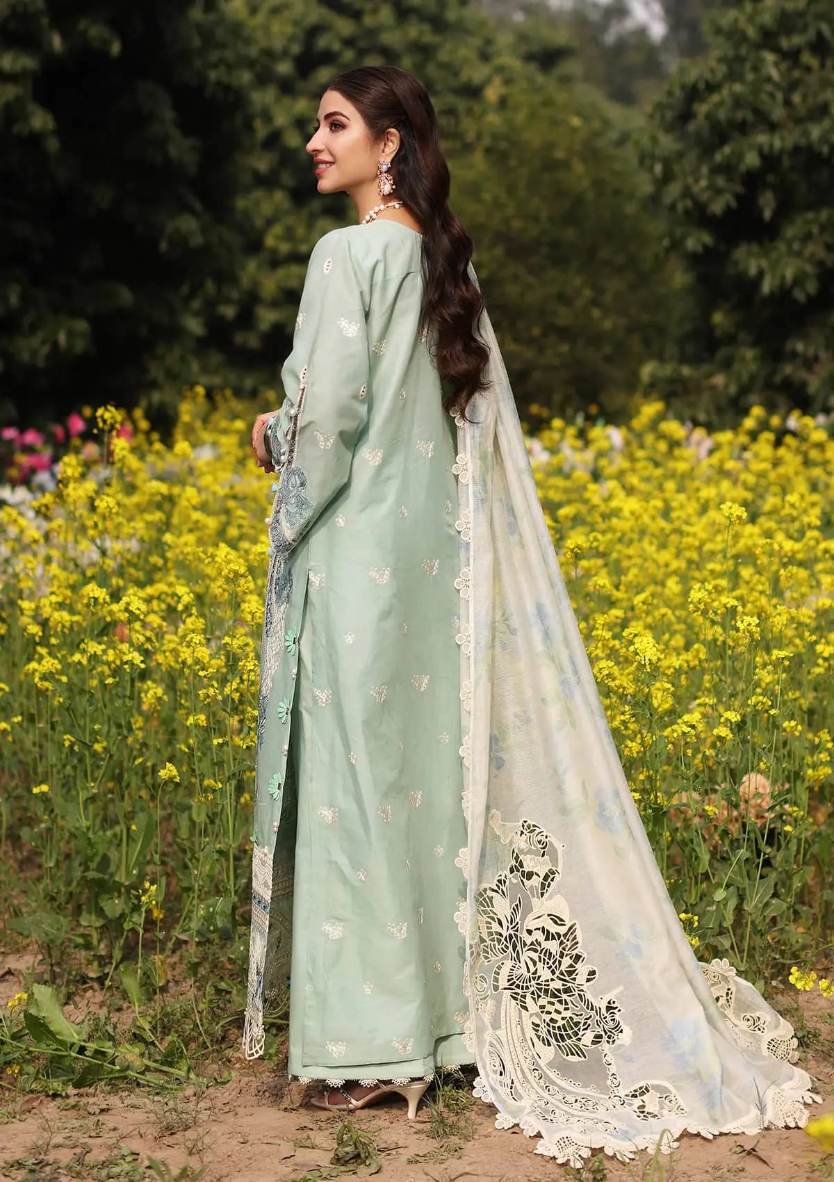 TABIR wearing this beautiful dress from KAHF's Festive Lawn collection 2024.
