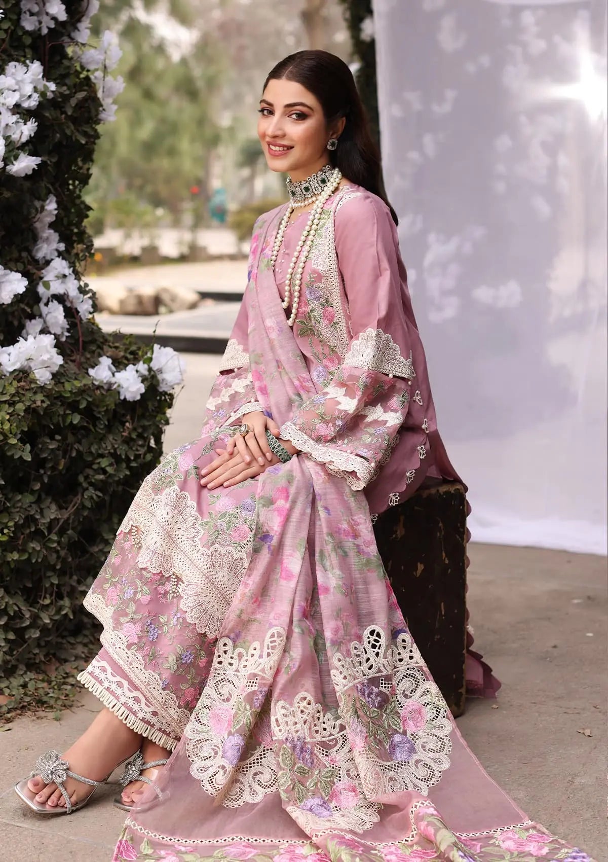 Elegent dress SASSI from KAHF's"Festive Lawn" 2024 Collection.