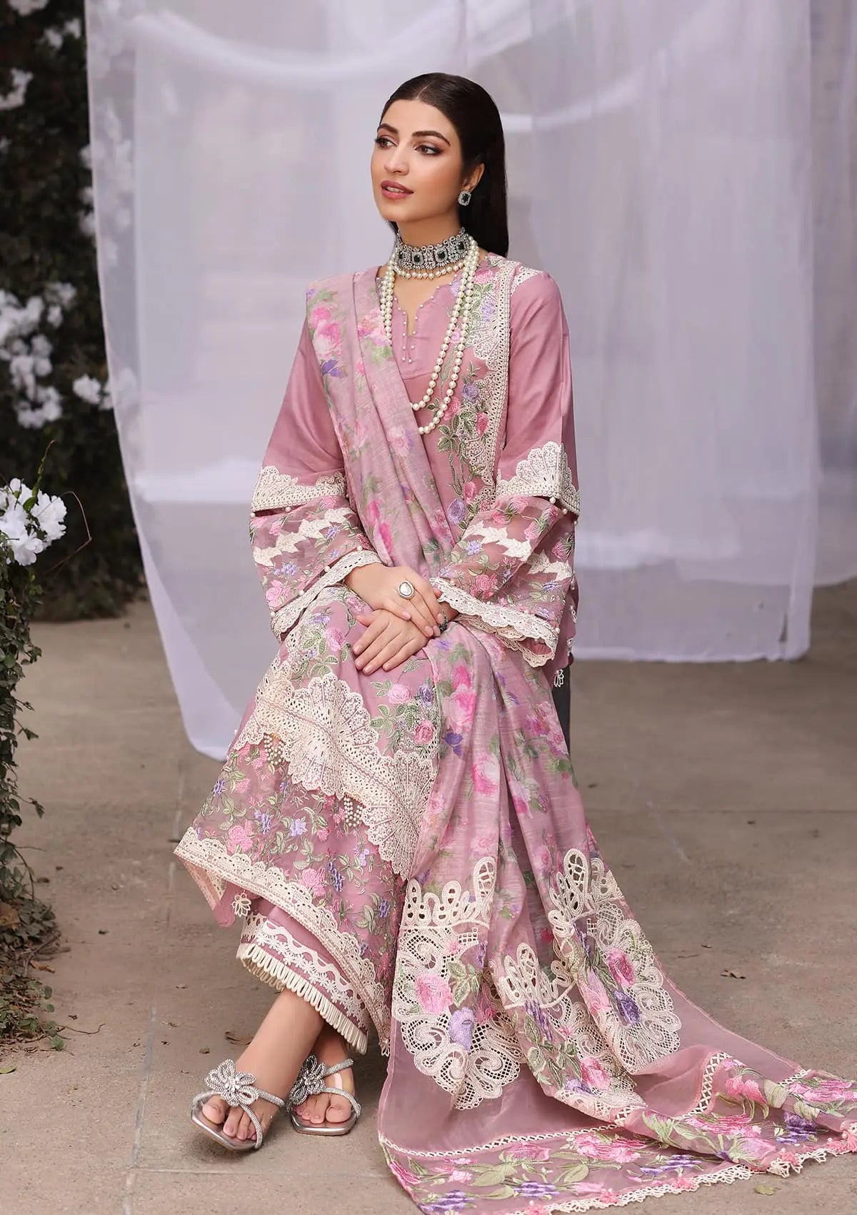 Another front image of beautifull SASSI from KAHF's "Festive lawn" 2024 Collection.