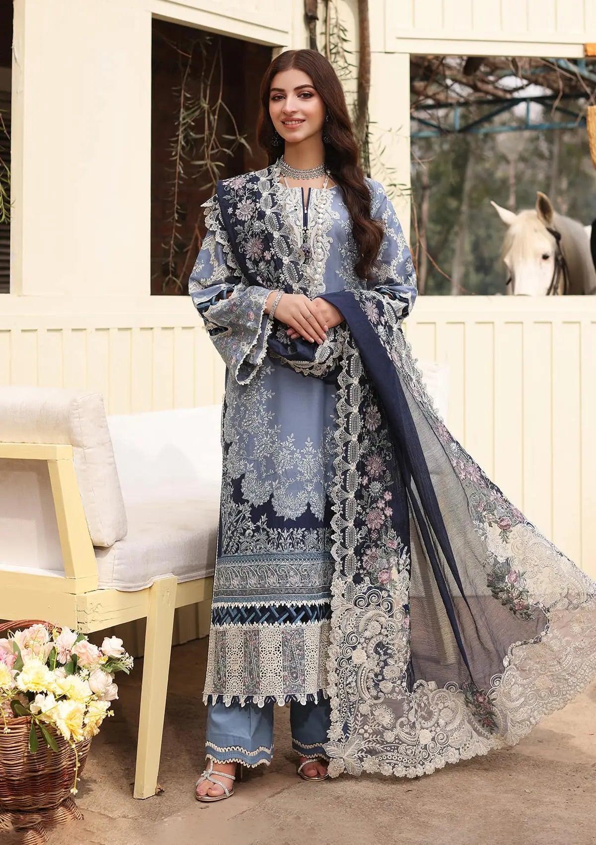 KINZA wearing this beautiful dress from KAHF's Festive Lawn collection 2024.
