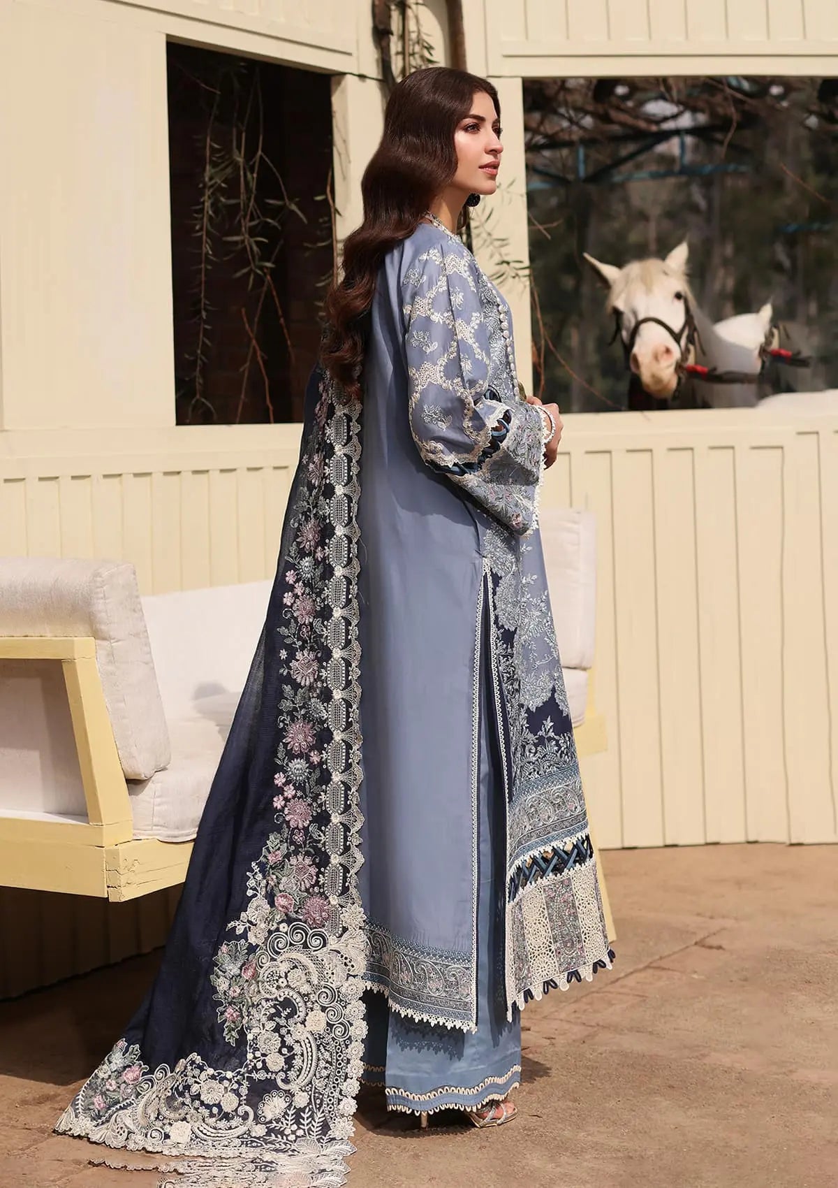 KINZA wearing this beautiful dress from KAHF's Festive Lawn collection 2024.