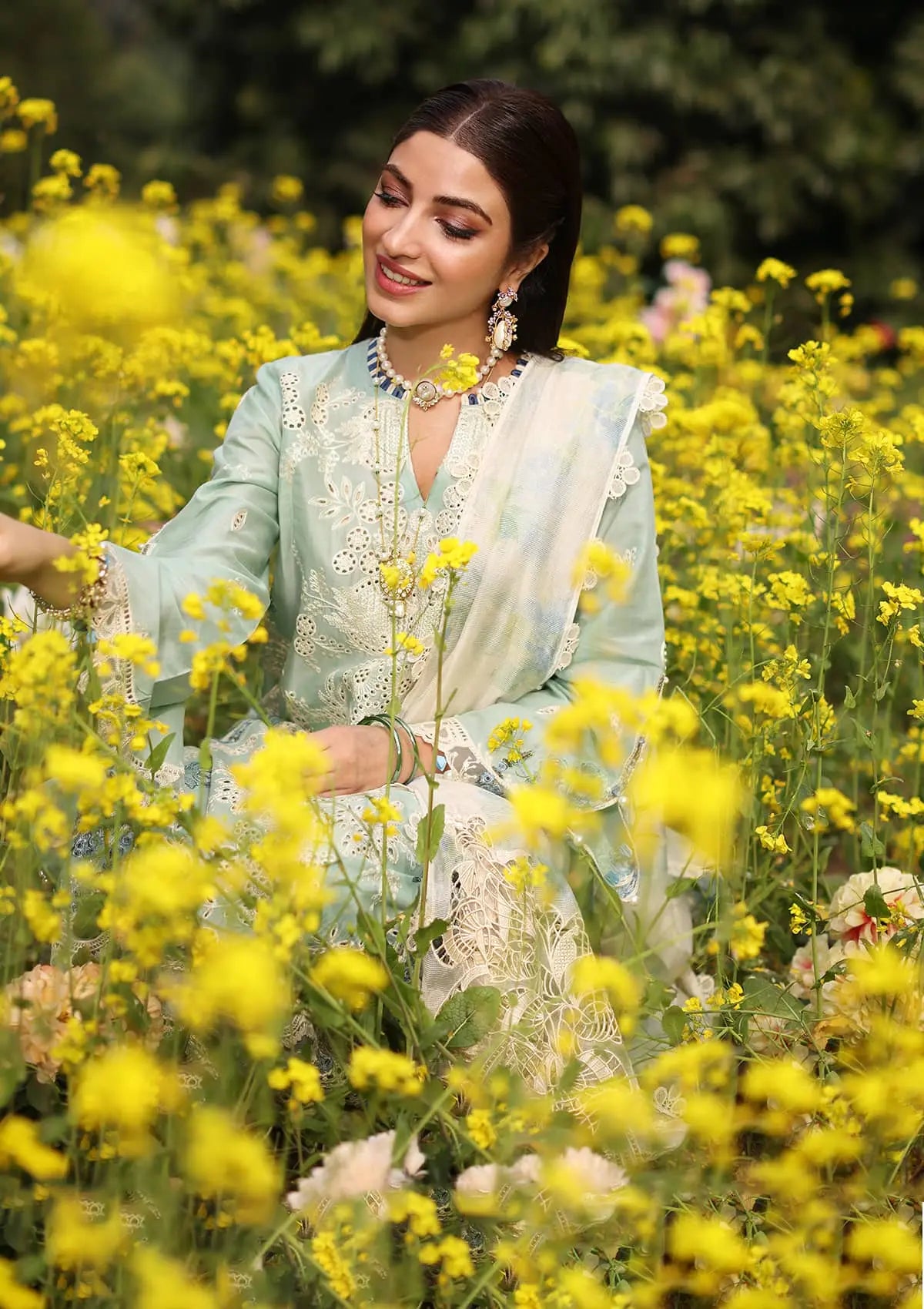 Another front image of beautifull TABIR from KAHF's "Festive Lawn" 2024 Collection.