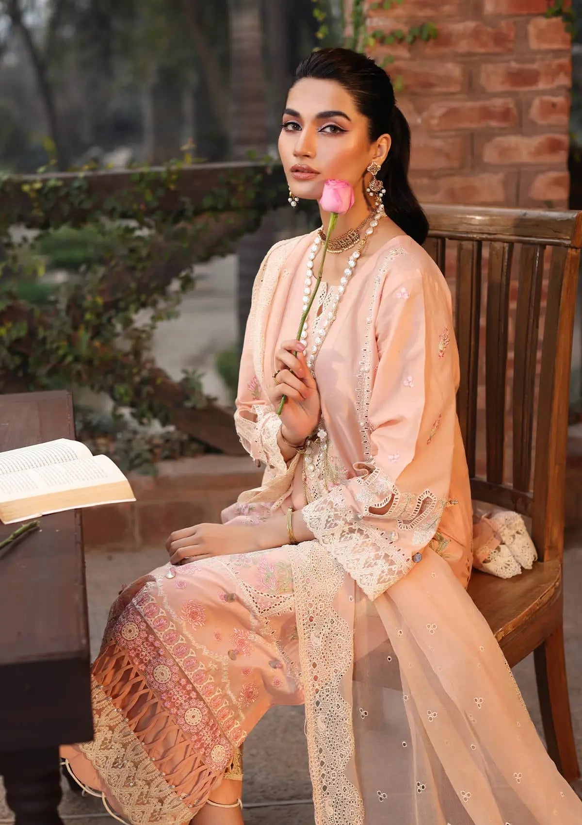 Elegent dress MAAHRU from KAHF's"Festive Lawn" 2024 Collection.