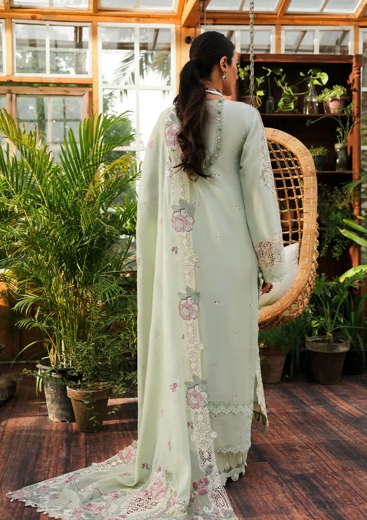Margarita wearing this beautiful dress from KAHF's "LUXURY LAWN" 2024 Collection.