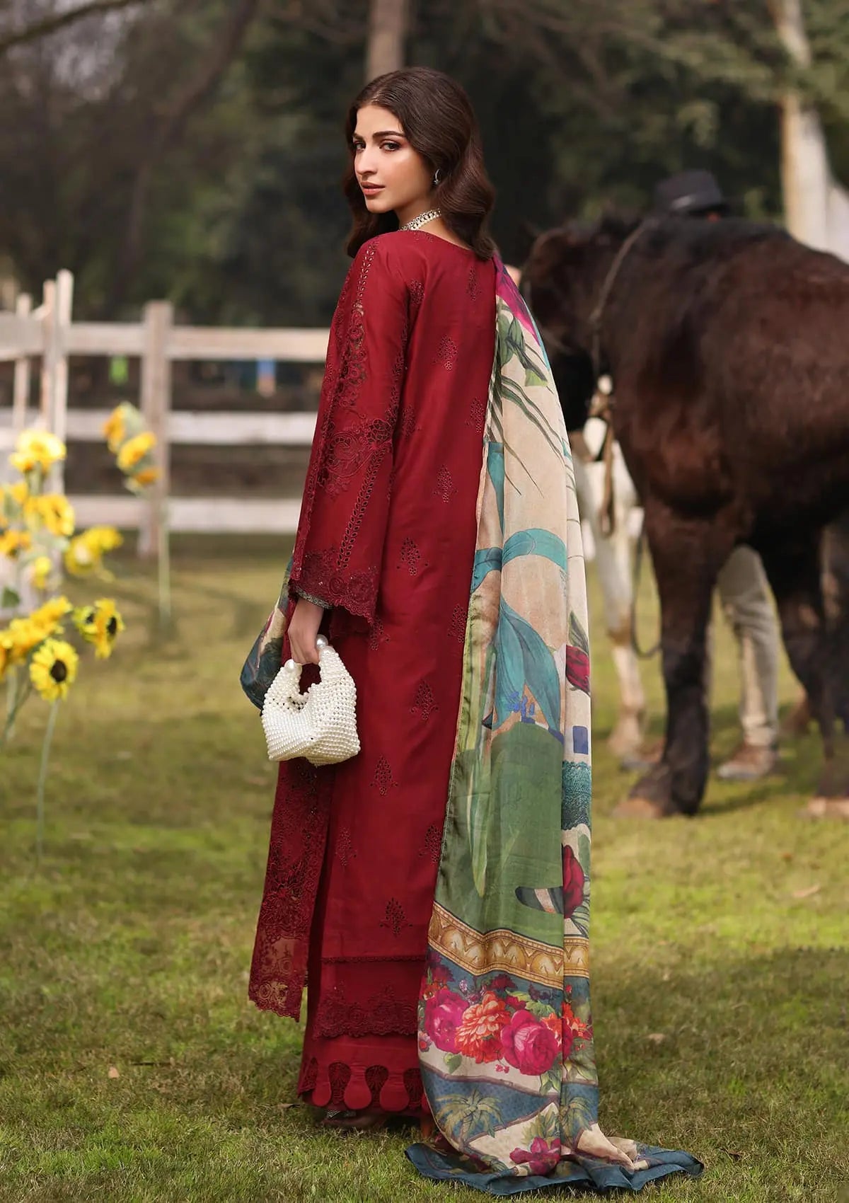 ALORA wearing this beautiful dress from KAHF's Festive Lawn collection 2024.