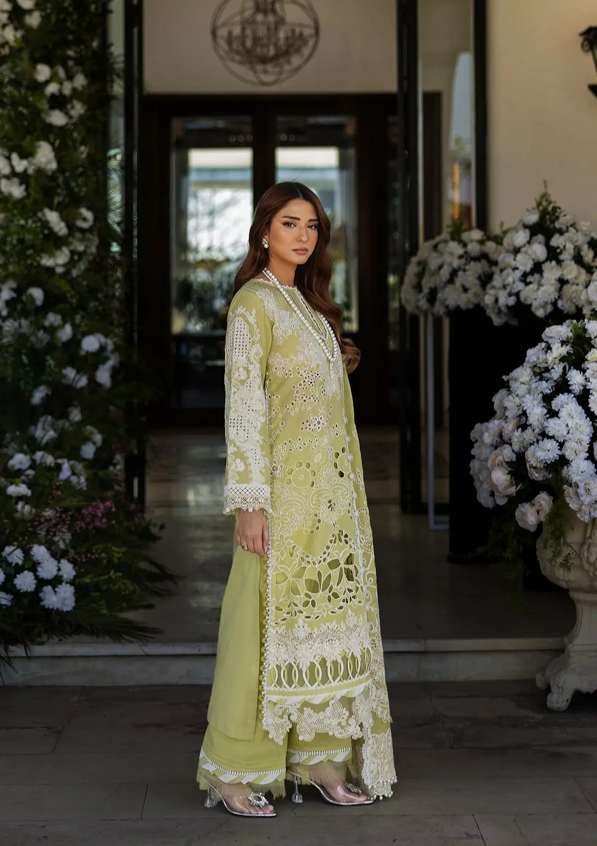 Elegent Embroidered Organza Front Daman Border.