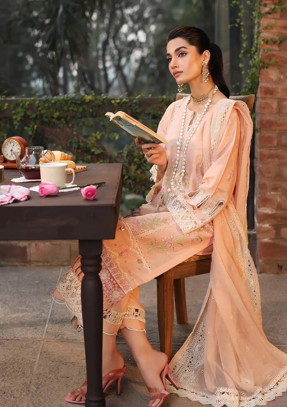 Another front image of beautifull MAAHRU from KAHF's "Festive Lawn" 2024 Collection.