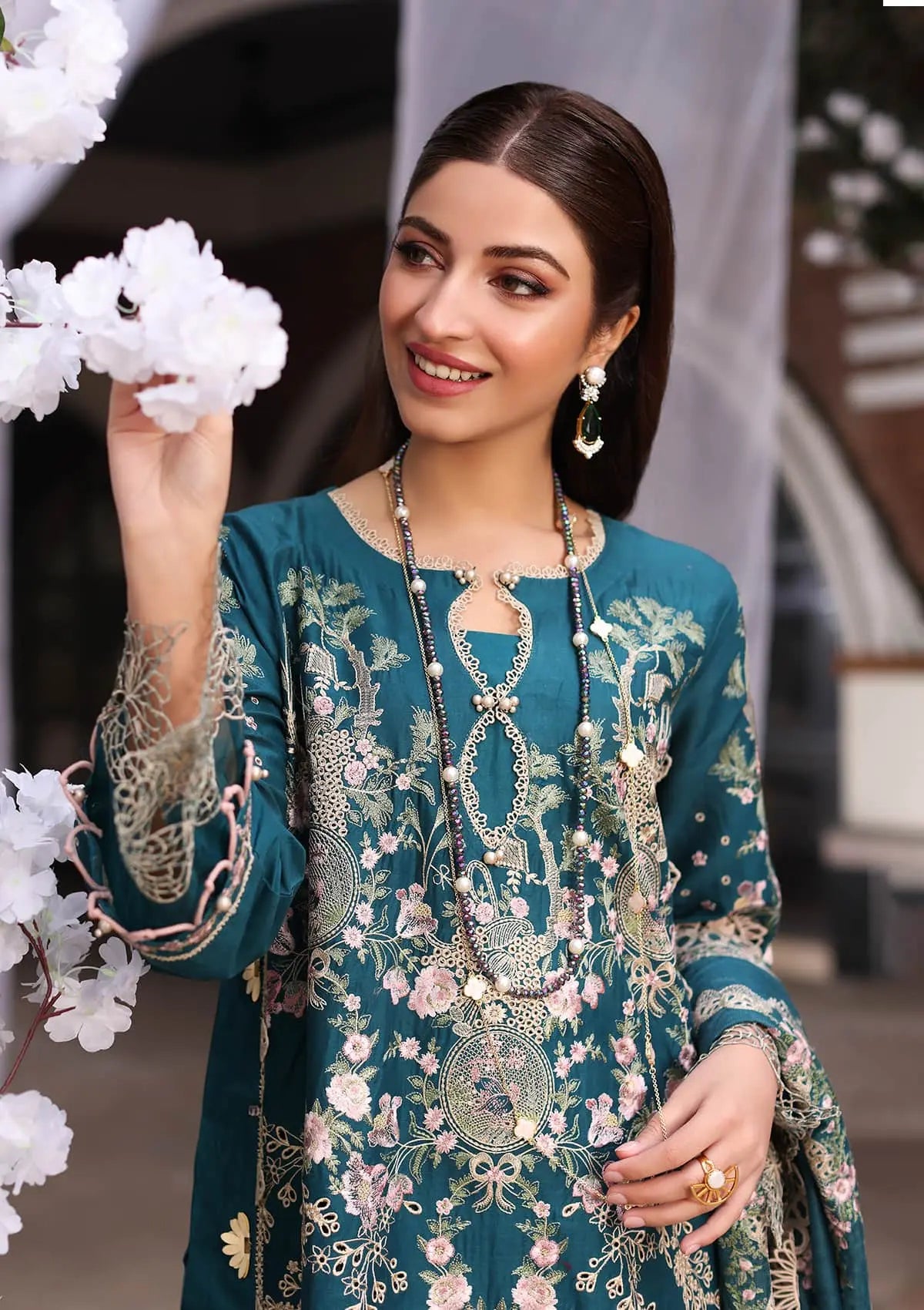 closeup image of BANO Solid Dyed Lawn Front Side Panel from KAHF's Festive Lawn collection 2024.