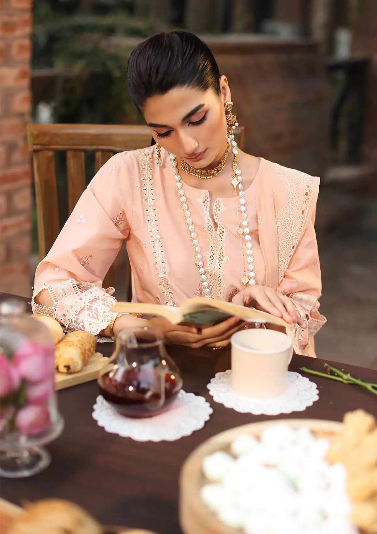 Elegent dress MAAHRU from KAHF's"Festive Lawn" 2024 Collection.