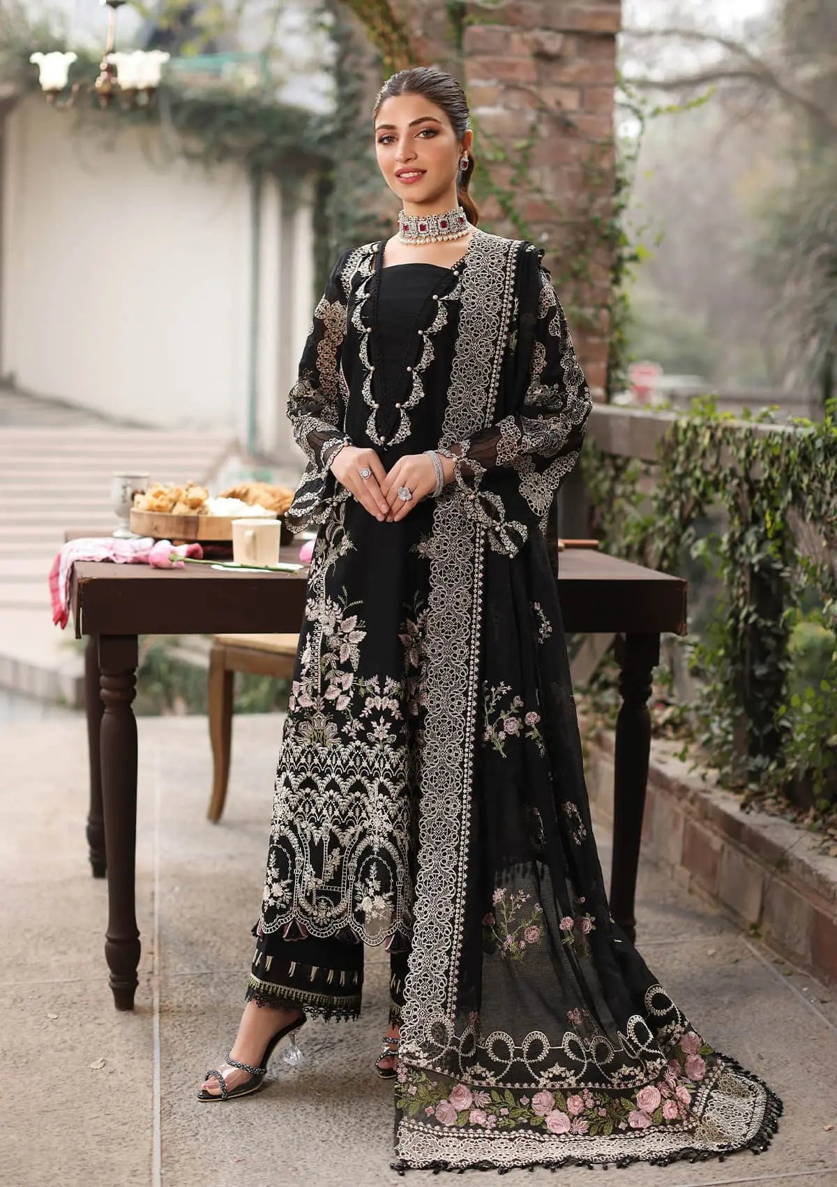 Elegent dress NOOR from KAHF's"Festive Lawn" 2024 Collection.