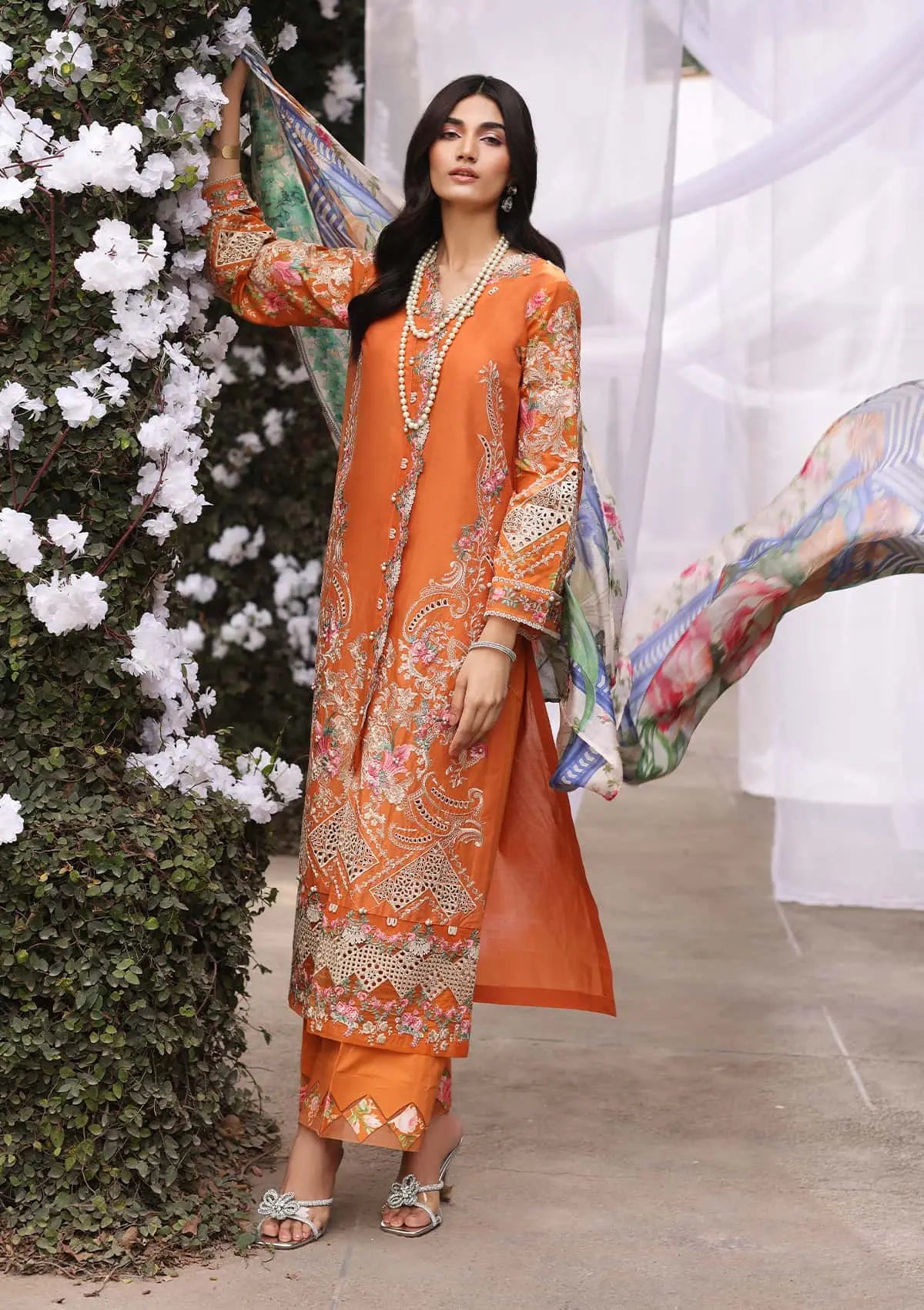Another front image of beautifull MAYA from KAHF's "Festive Lawn" 2024 Collection.