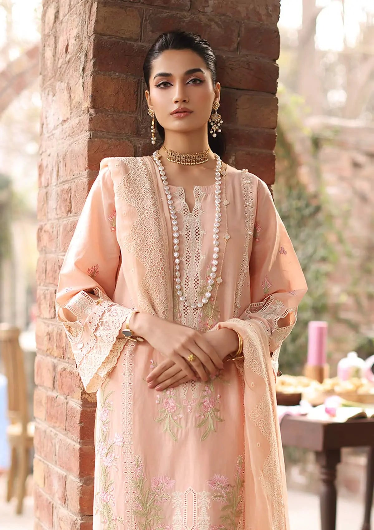 Elegent dress MAAHRU from KAHF's"Festive Lawn" 2024 Collection.
