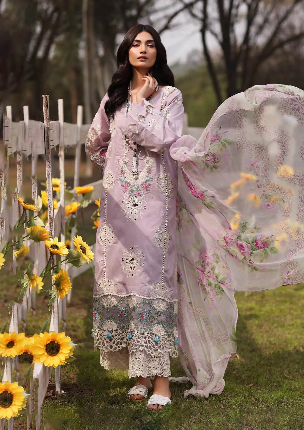 Digital Printed Chiffon Dupatta from KAHF's Festive Lawn collection 2024.