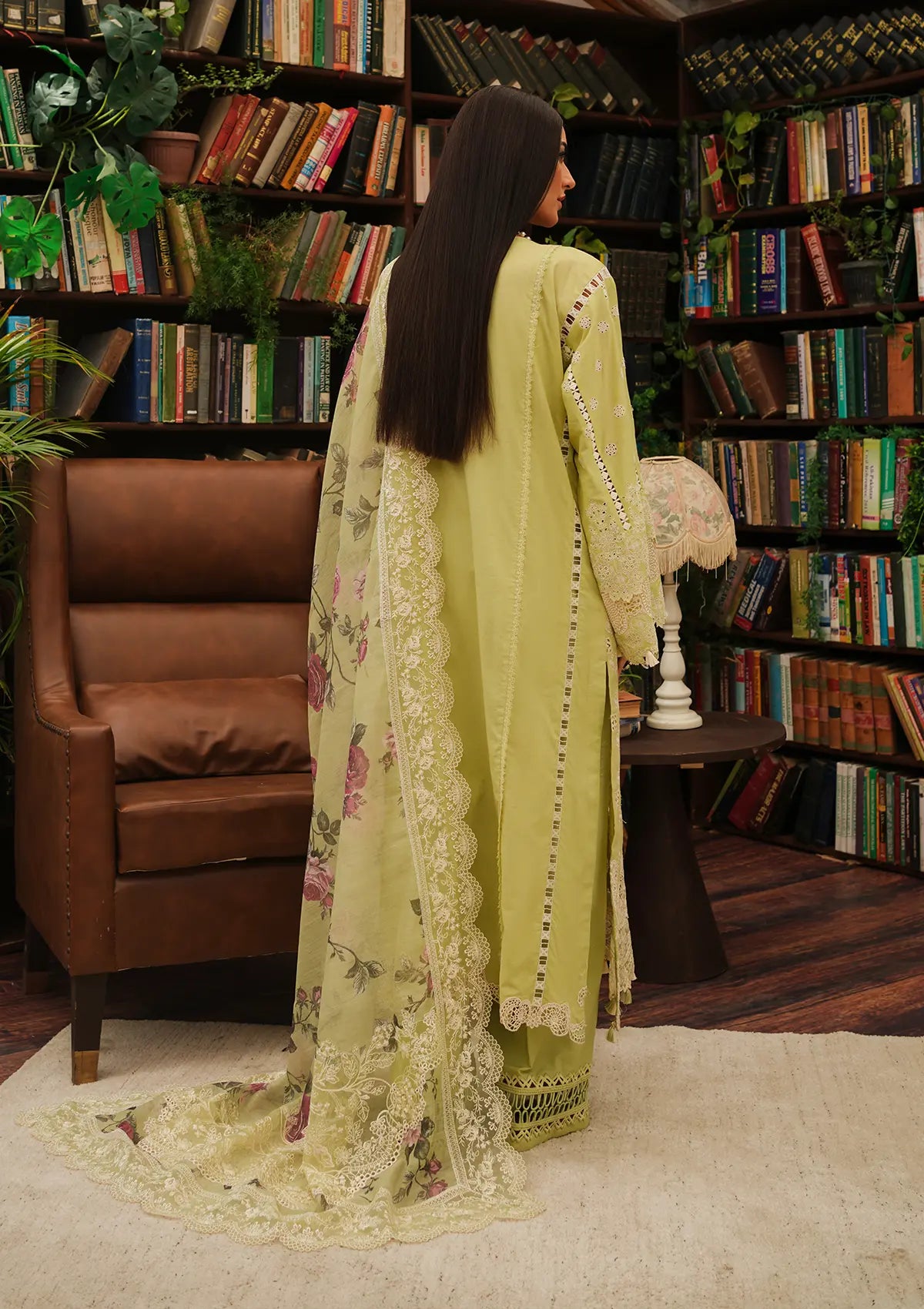 Ambrosia wearing this beautiful dress from KAHF's "LUXURY LAWN" 2024 Collection.