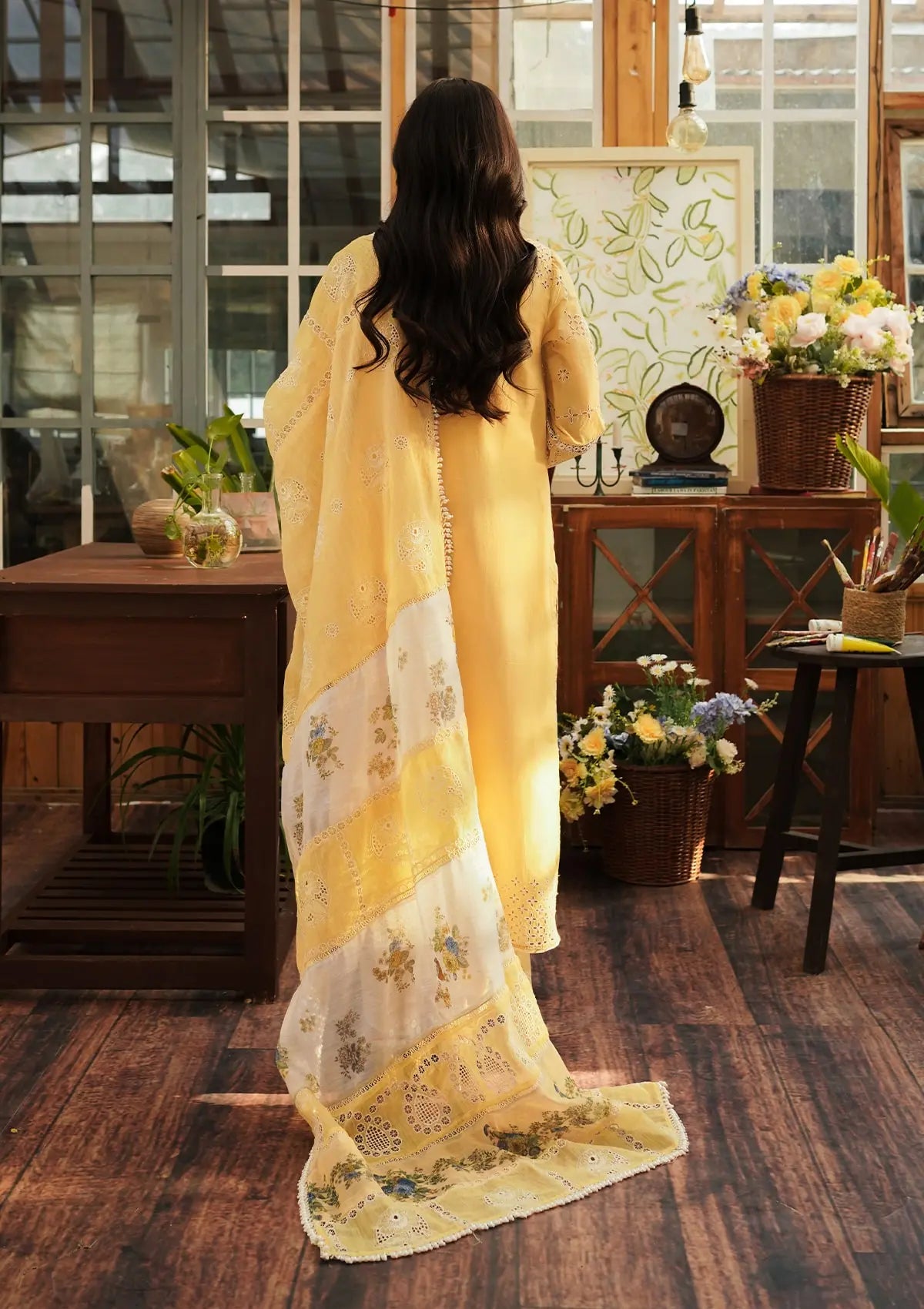 Sun Kissed wearing this beautiful dress from KAHF's "LUXURY LAWN" 2024 Collection.