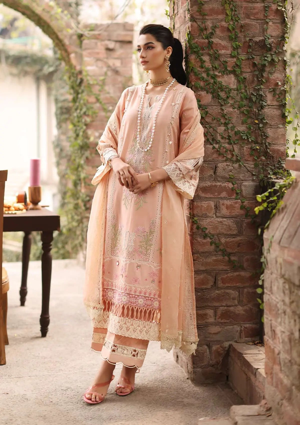 Elegent dress MAAHRU from KAHF's"Festive Lawn" 2024 Collection.