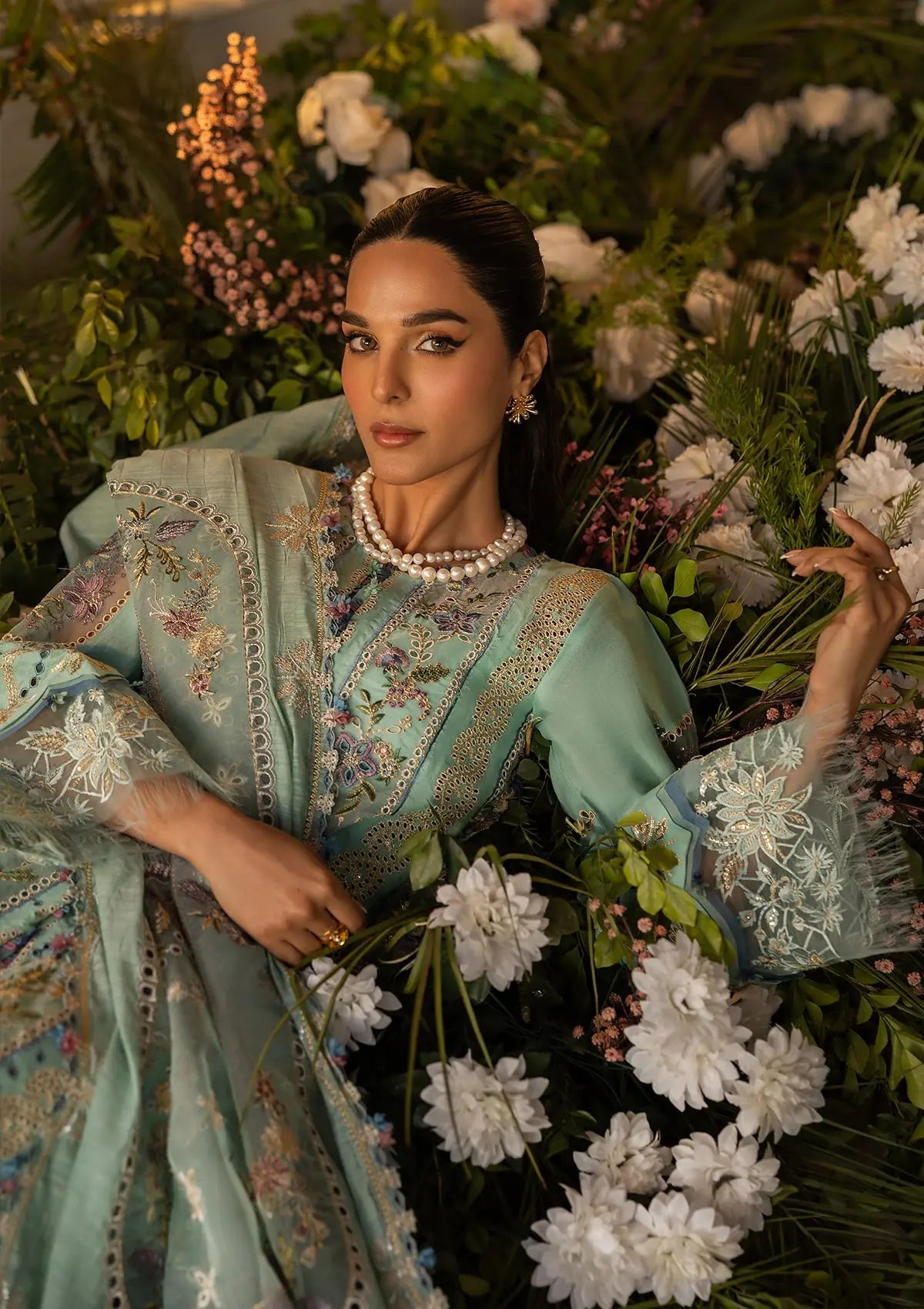 Elva wearing this beautiful dress from KAHF LUXURY LAWN COLLECTION 2025.