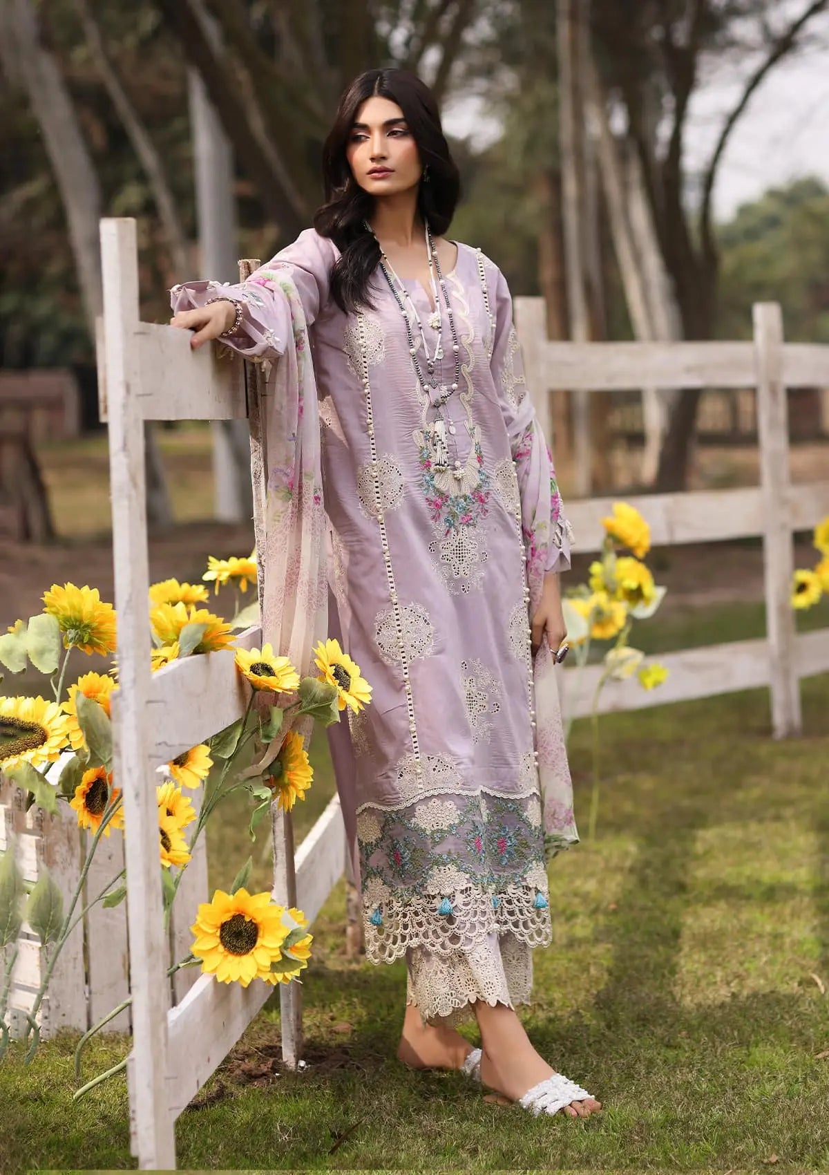 Another front image of beautifull ELAYA from KAHF's "Festive Lawn" 2024 Collection.