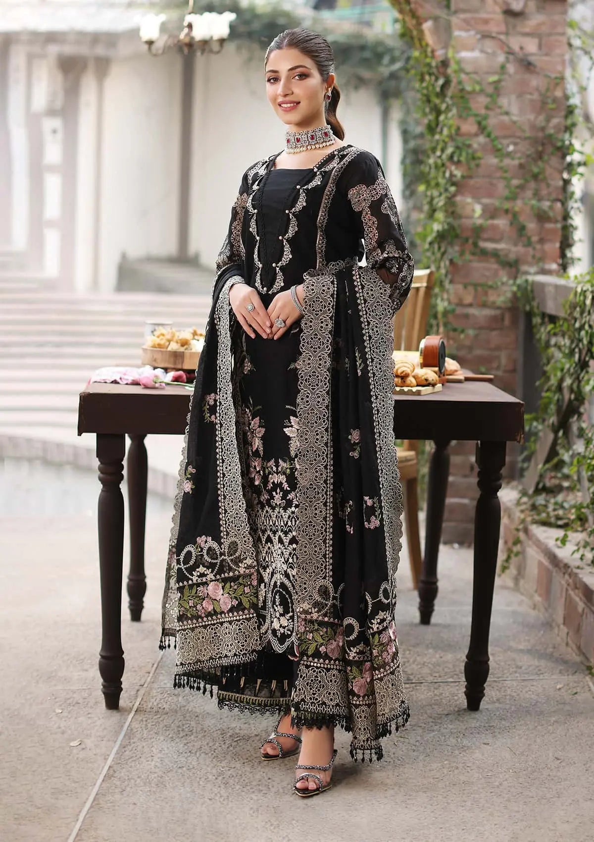 Elegent dress NOOR from KAHF's"Festive Lawn" 2024 Collection.