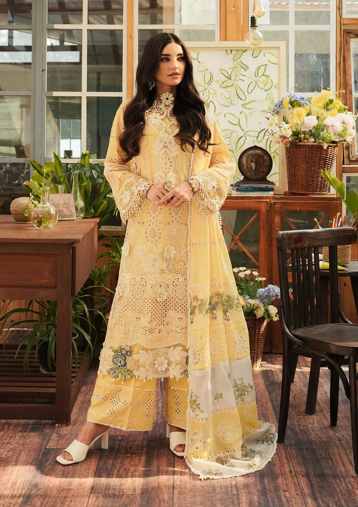 Elegent dress Sun Kissed from KAHF's"LUXURY LAWN" 2024 Collection.