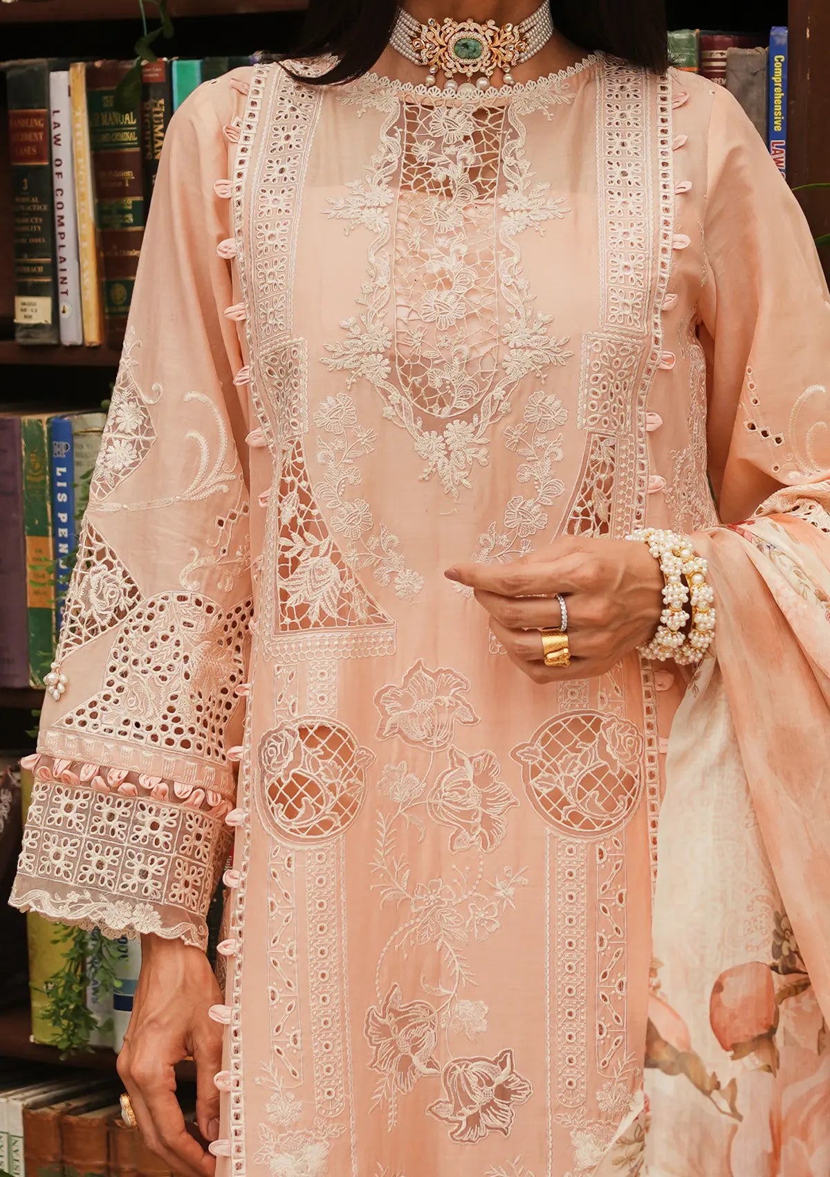 Close up image of Flamingo beautiful LUXURY LAWN 2024 COLLECTION.