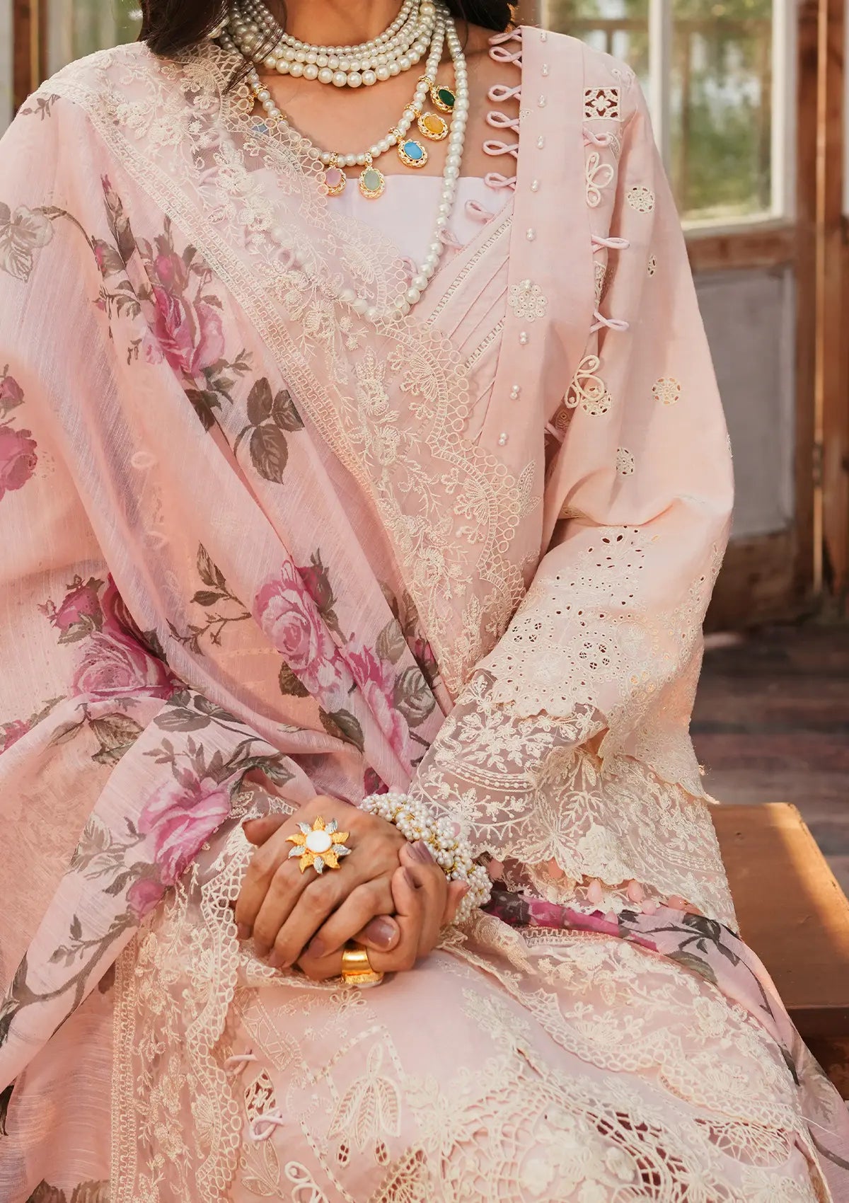 Sublimation Printed Monark Dupatta from KAHF's "LUXURY LAWN" 2024 Collection.
