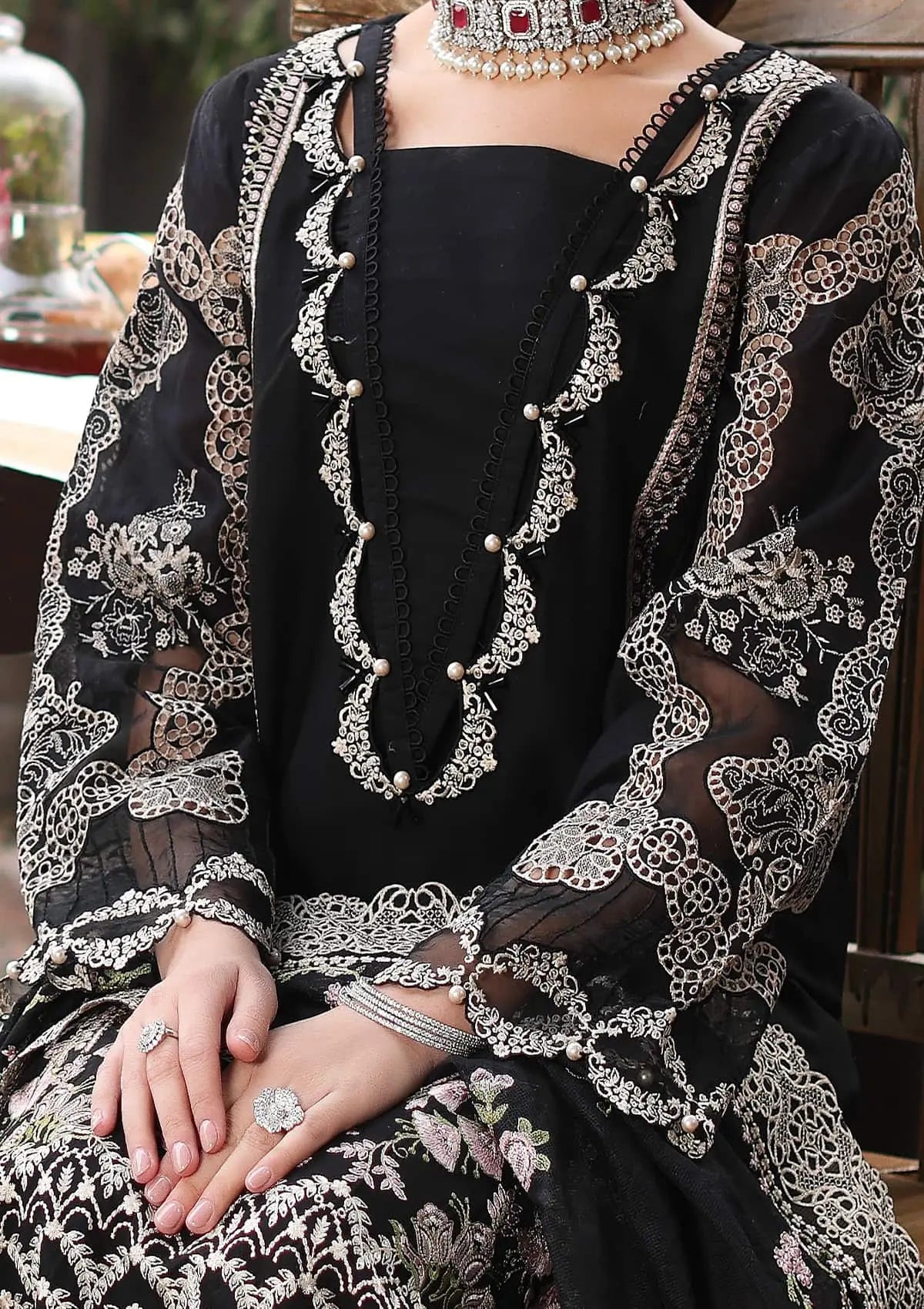 NOOR Embroidered Lawn Front Side Panel from KAHF's "Festive lawn" 2024 Collection.