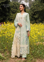 TABIR Embroidered Lawn Front Panel and Digital Printed & Embroidered Cotton Net Patched Dupatta from from KAHF's Festive Lawn Collection 2024.