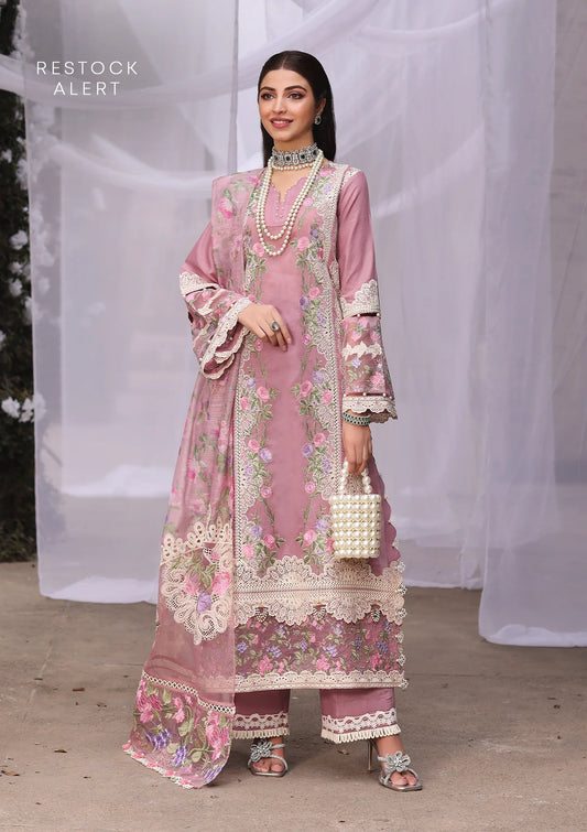 SASSI Embroidered Lawn Front and Printed & Embroidered Monarch Patched Dupatta from KAHF's Festive Lawn Collection 2024.