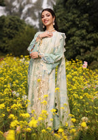 Digital Printed & Embroidered Cotton Net Patched Dupatta from KAHF's "Festive lawn" 2024 Collection.
