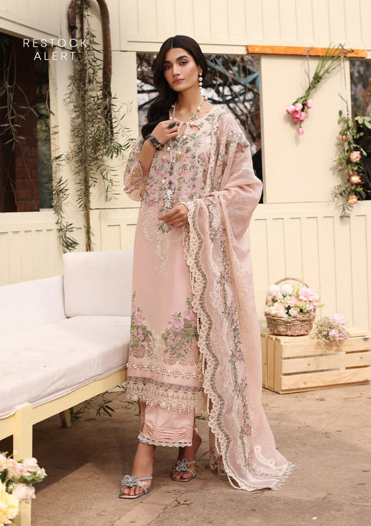 NORA Embroidered Lawn Front Panel and Embroidered Cotton Net Dupatta from from KAHF's Festive Lawn Collection 2024.
