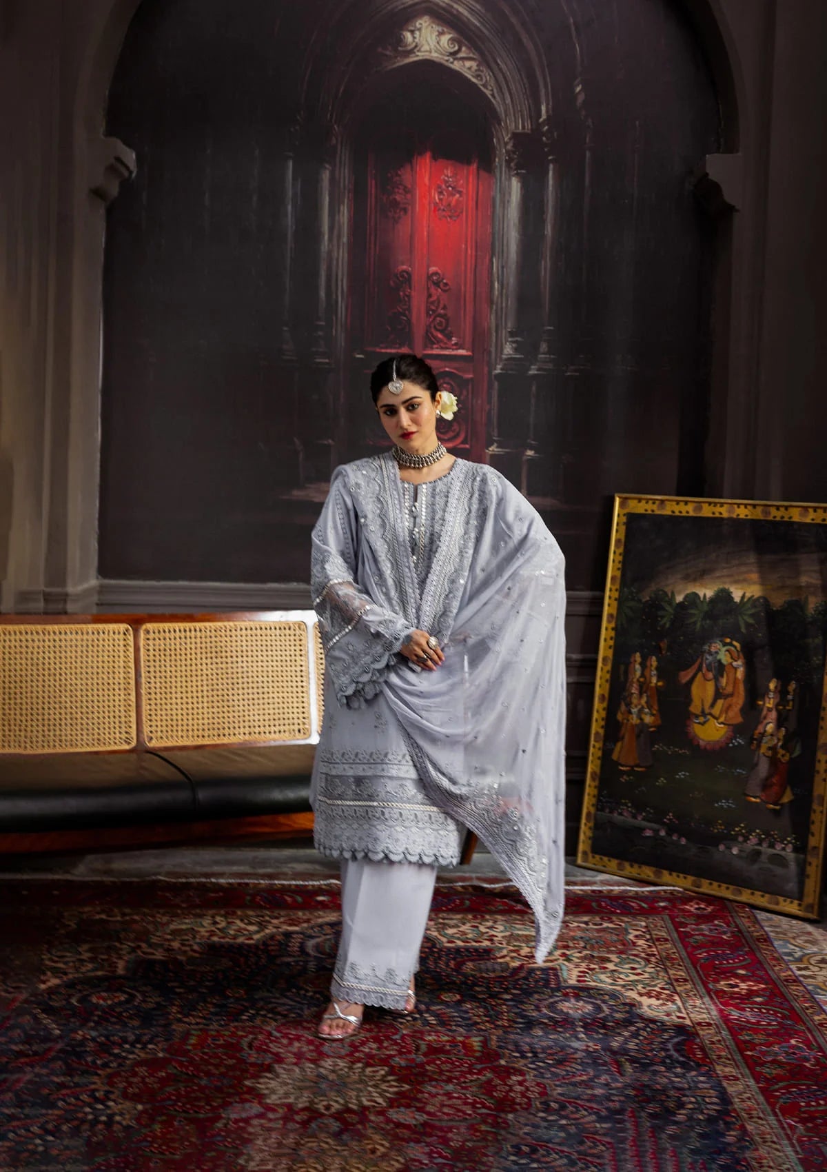 Beautiful and vibrant dress front side FROM KAHF KARANDI 2025 COLLECTION. 