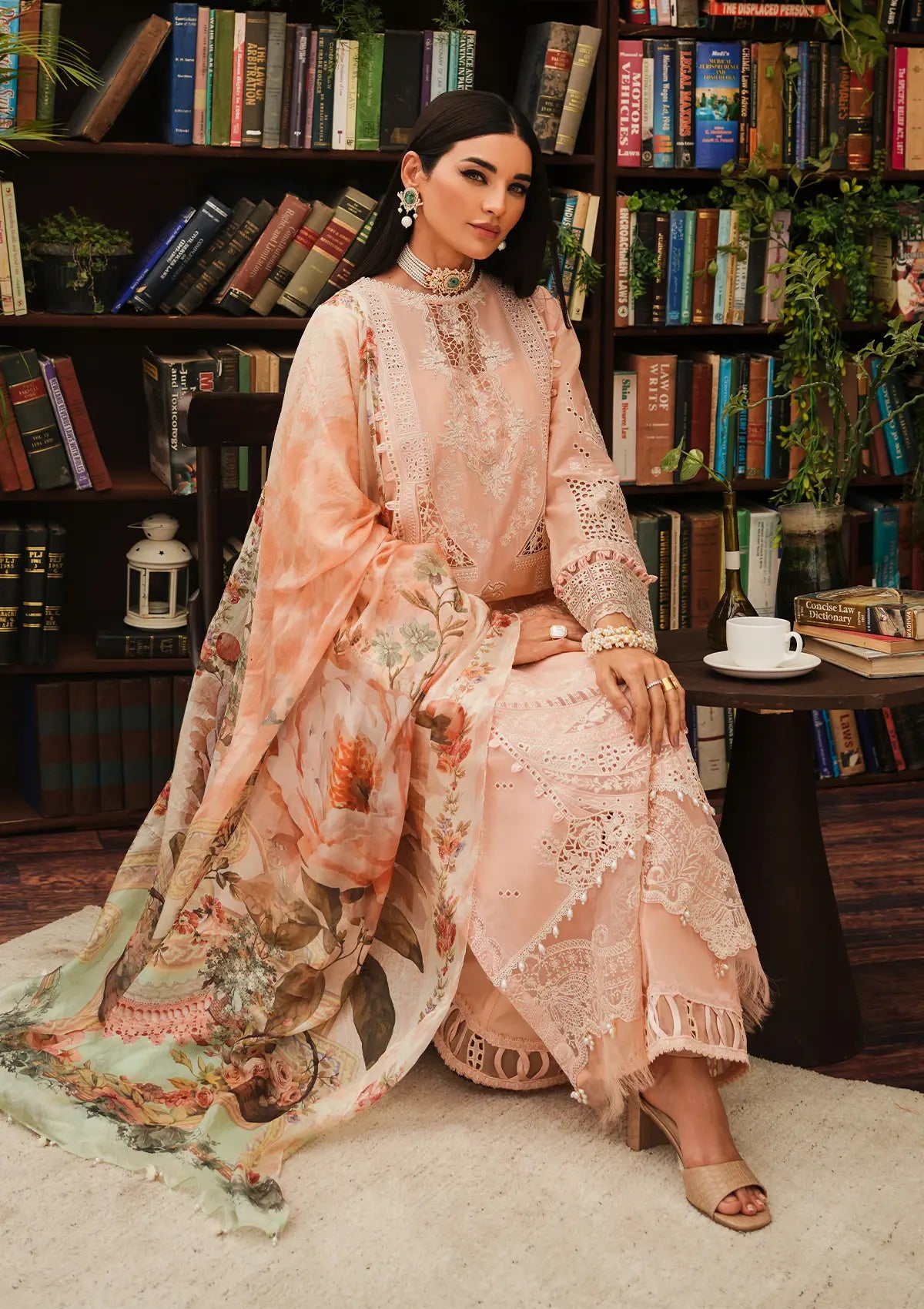 Flamingo  Digital Printed Pure Tissue Silk Dupatta from KAHF's "LUXURY LAWN" 2024 Collection.