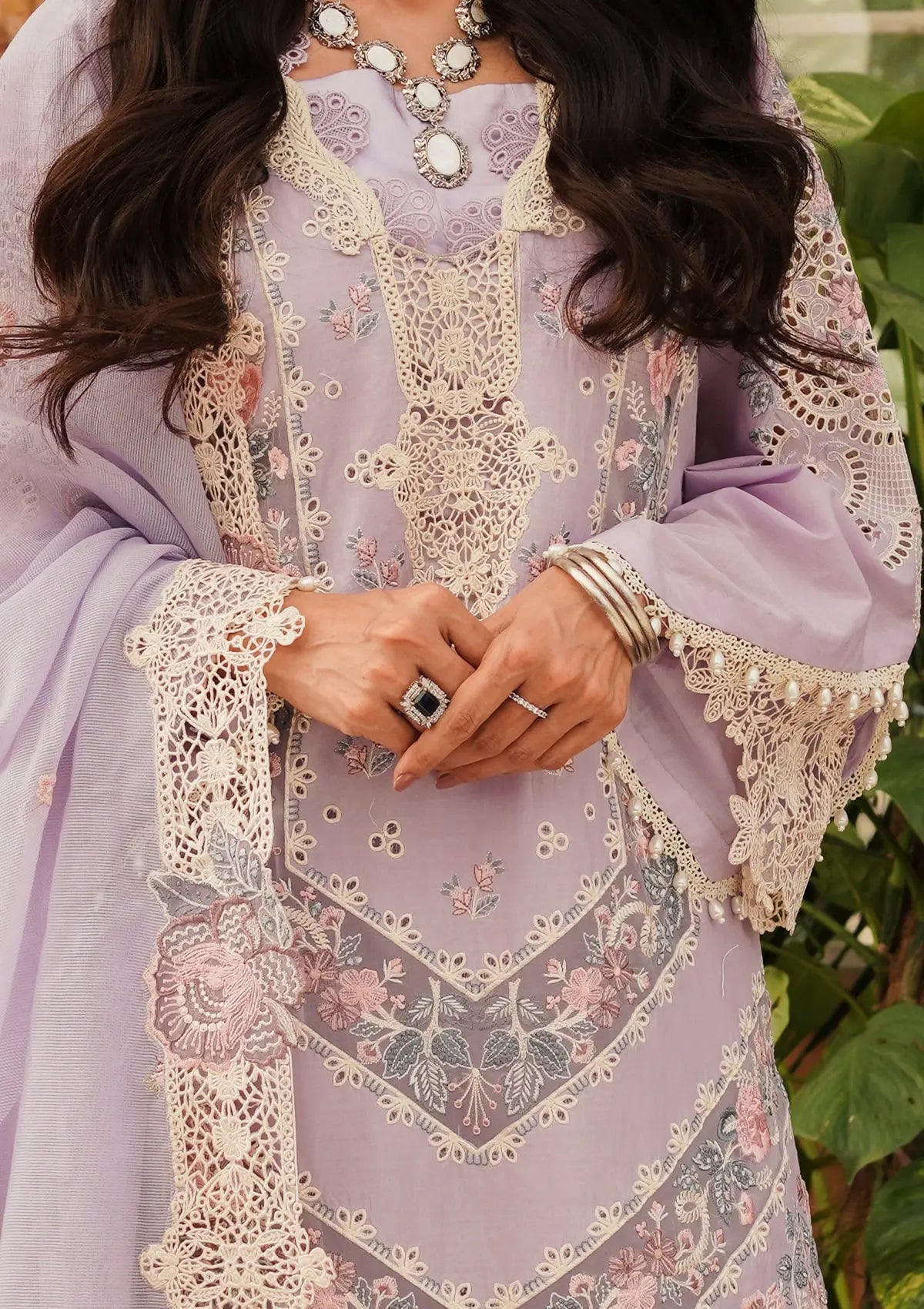 Close up image of Lilac beautiful LUXURY LAWN 2024 COLLECTION.