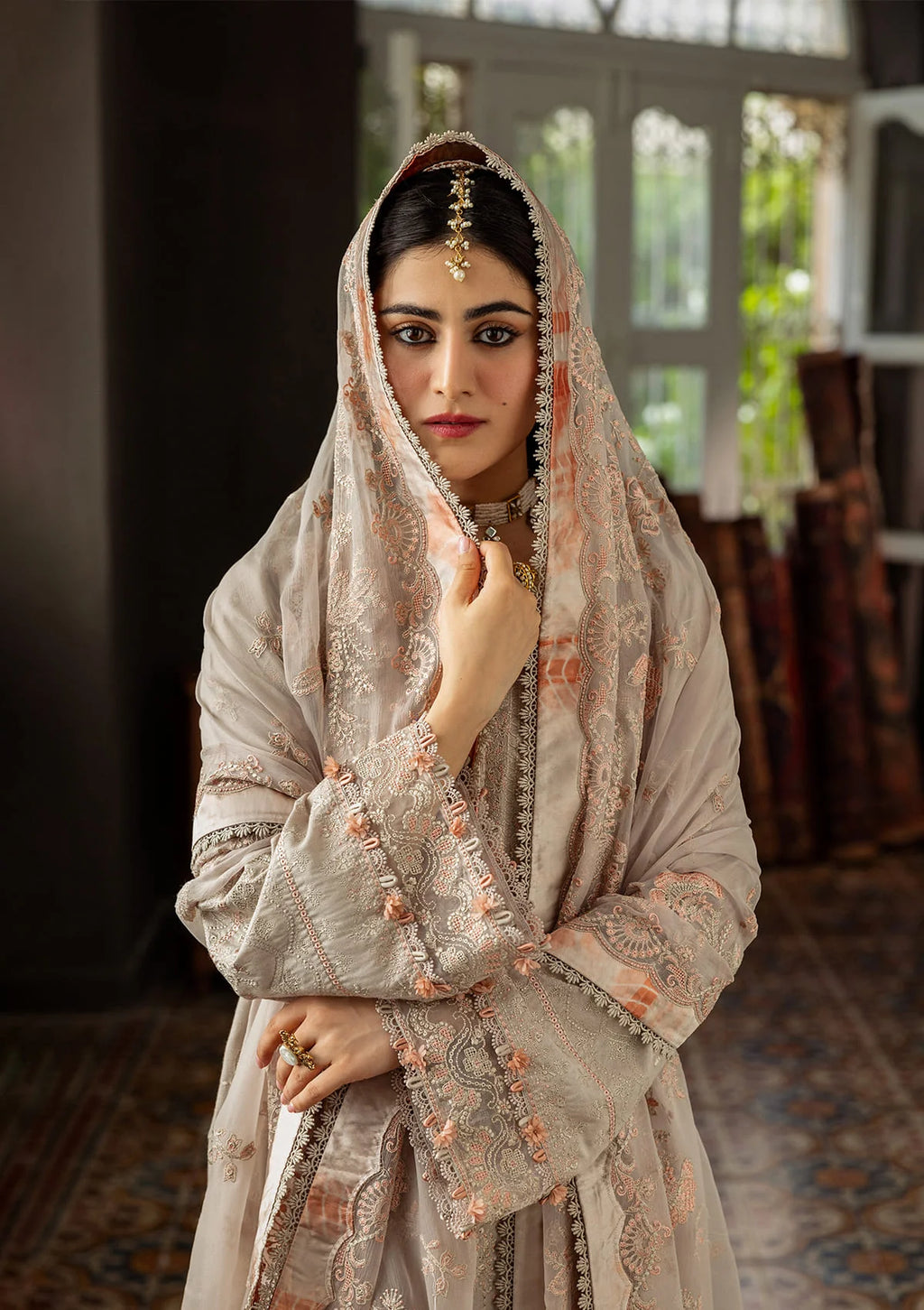 BALI wearing this beautiful Embroidered Chiffon Dupatta FROM KAHF KARANDI 2025 .