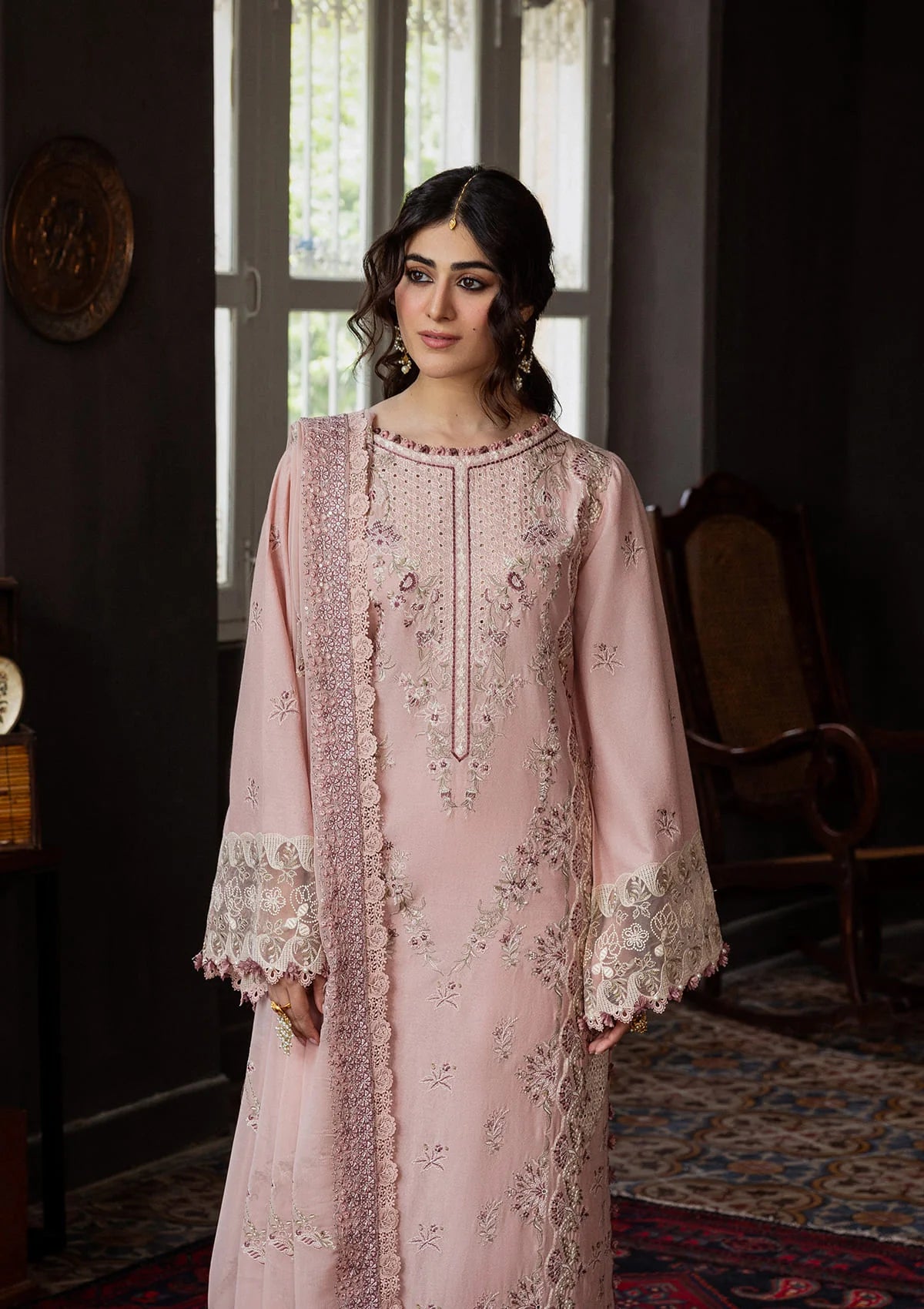 ROSABELLE Embroidered Karandi Front Center Panel.