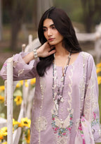 closeup image of ELAYA Embroidered Organza Neckline from KAHF's Festive Lawn collection 2024.