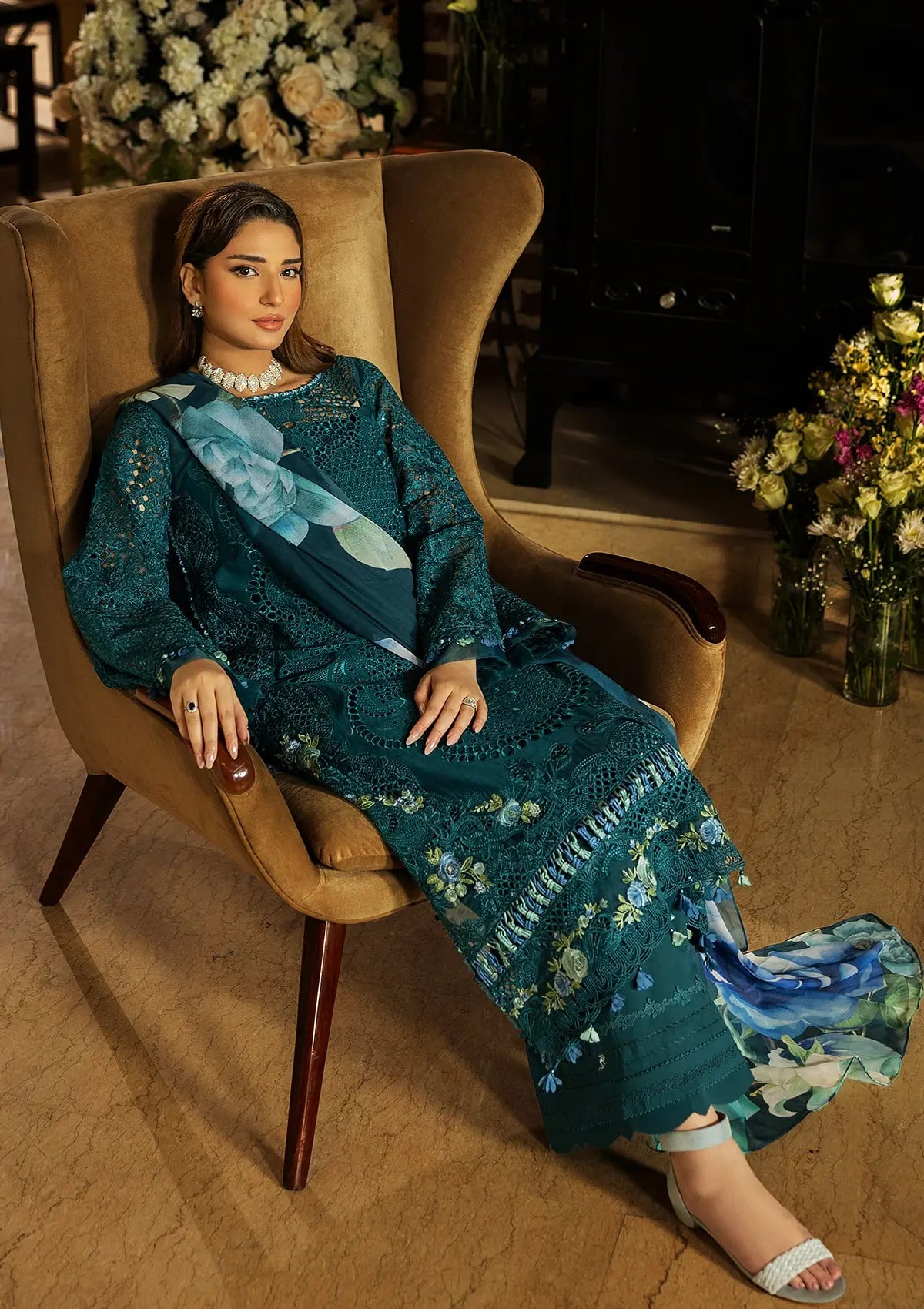 Whimsy wearing this beautiful dress from KAHF LUXURY LAWN COLLECTION 2025.