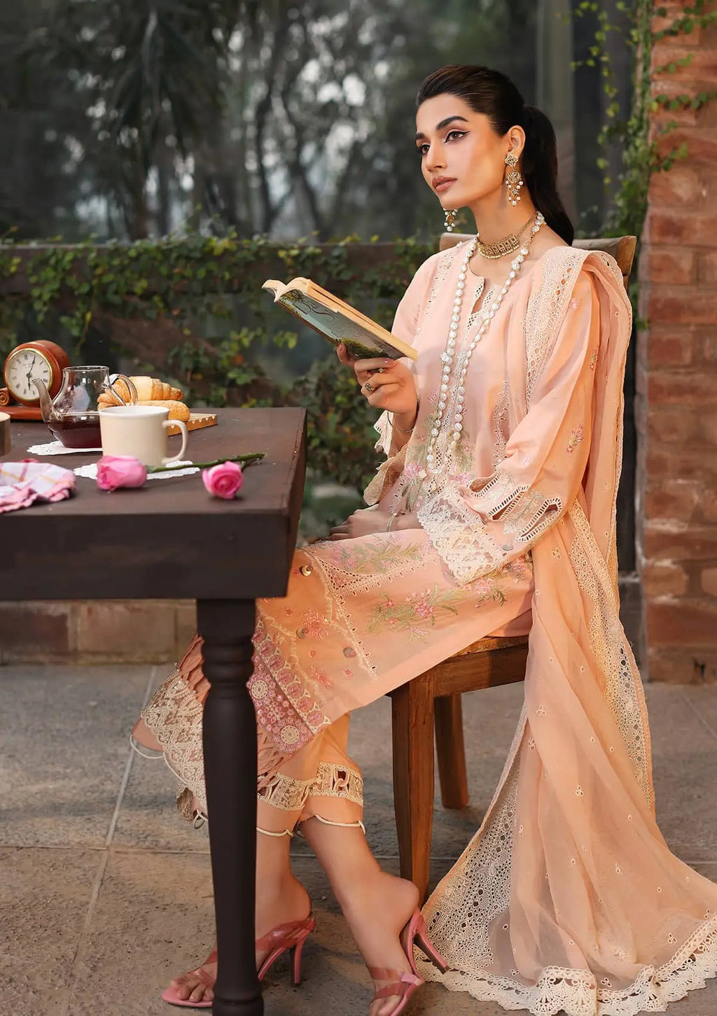 Another front image of beautifull MAAHRU from KAHF's "Festive Lawn" 2024 Collection.