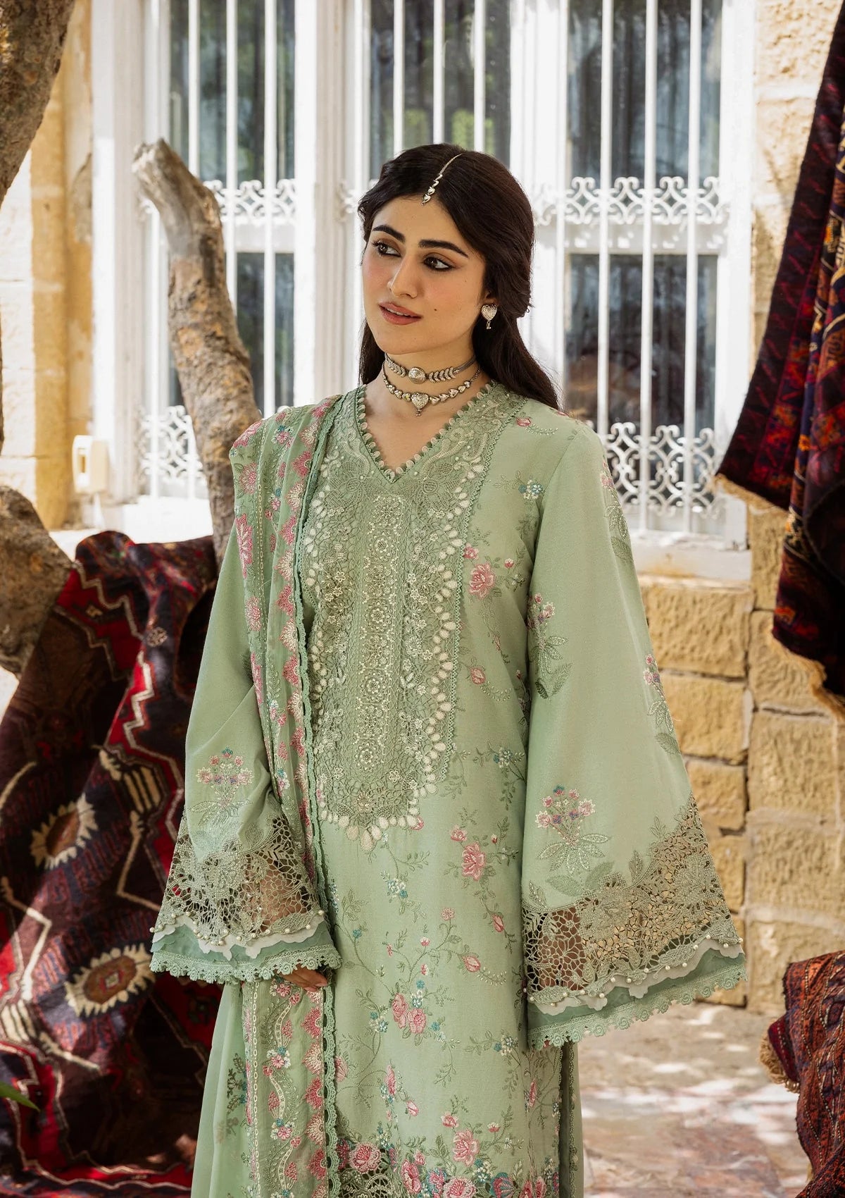 PRIMROSE - gorgeous Embroidered Karandi Front.