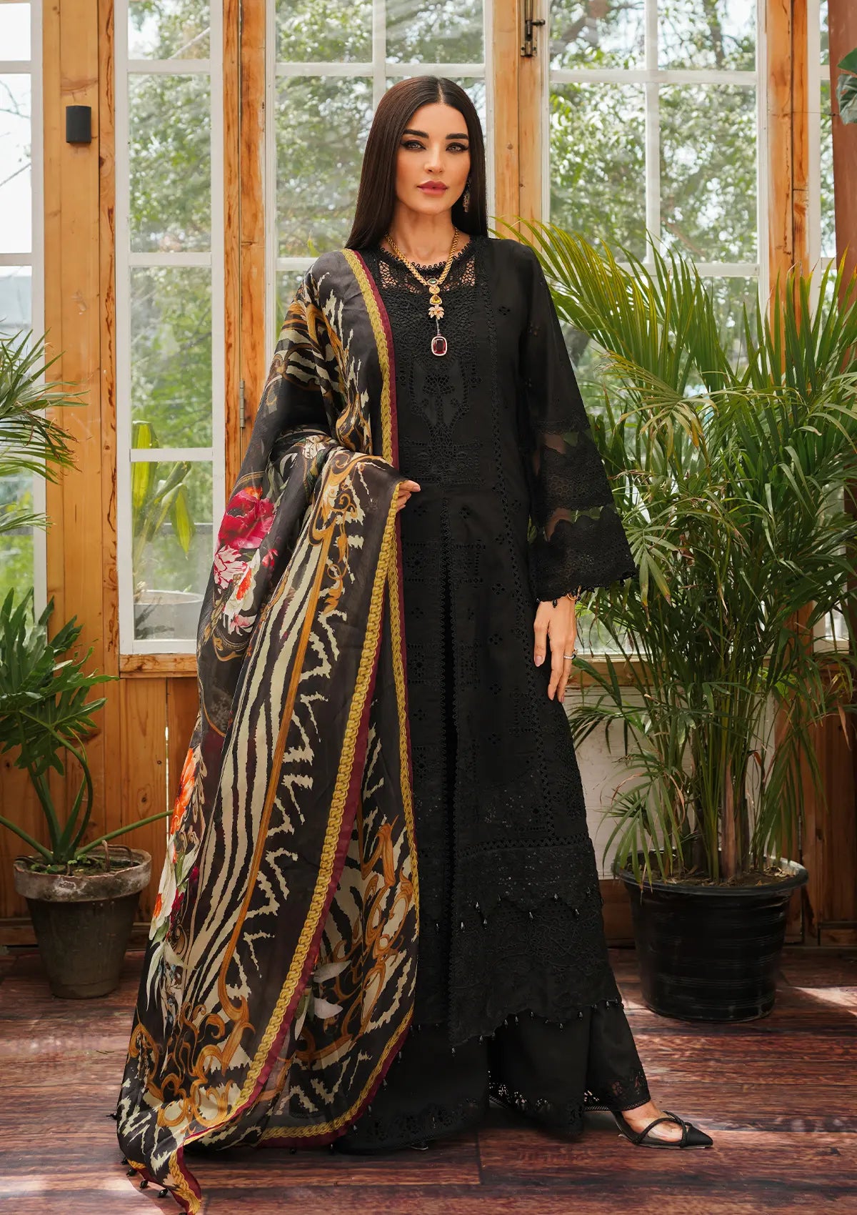 Elegent dress Mystery from KAHF's"LUXURY LAWN" 2024 Collection.