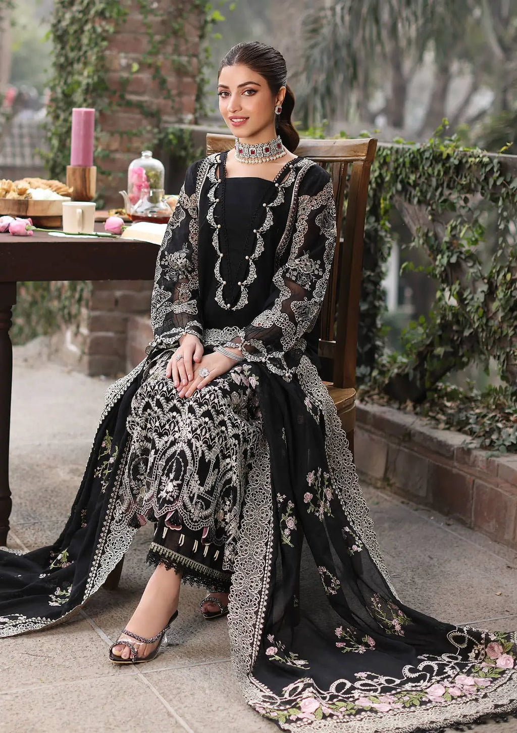 Another front image of beautifull NOOR from KAHF's "Festive lawn" 2024 Collection.