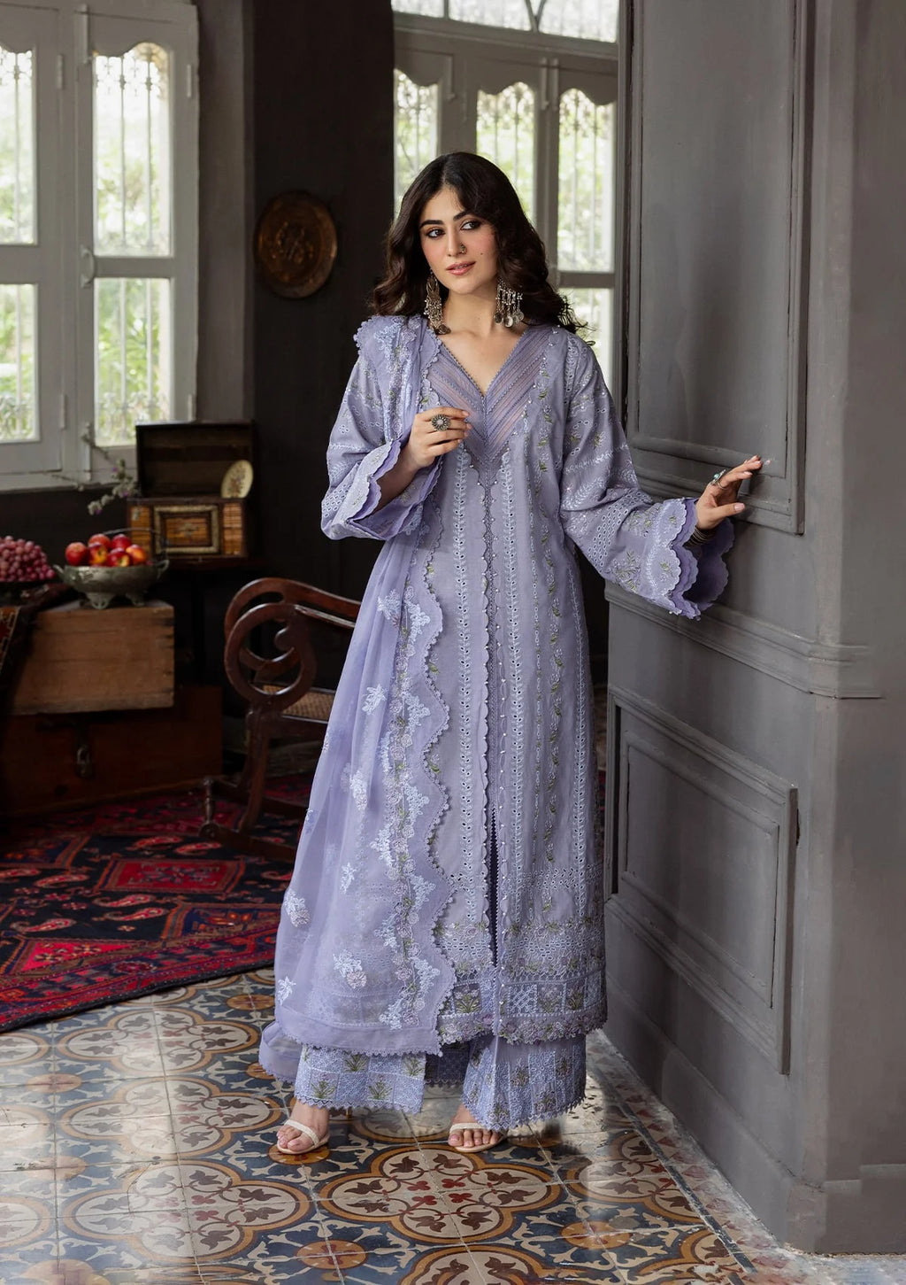 WISTERIA Embroidered Chiffon Dupatta IN gorgeous color. 