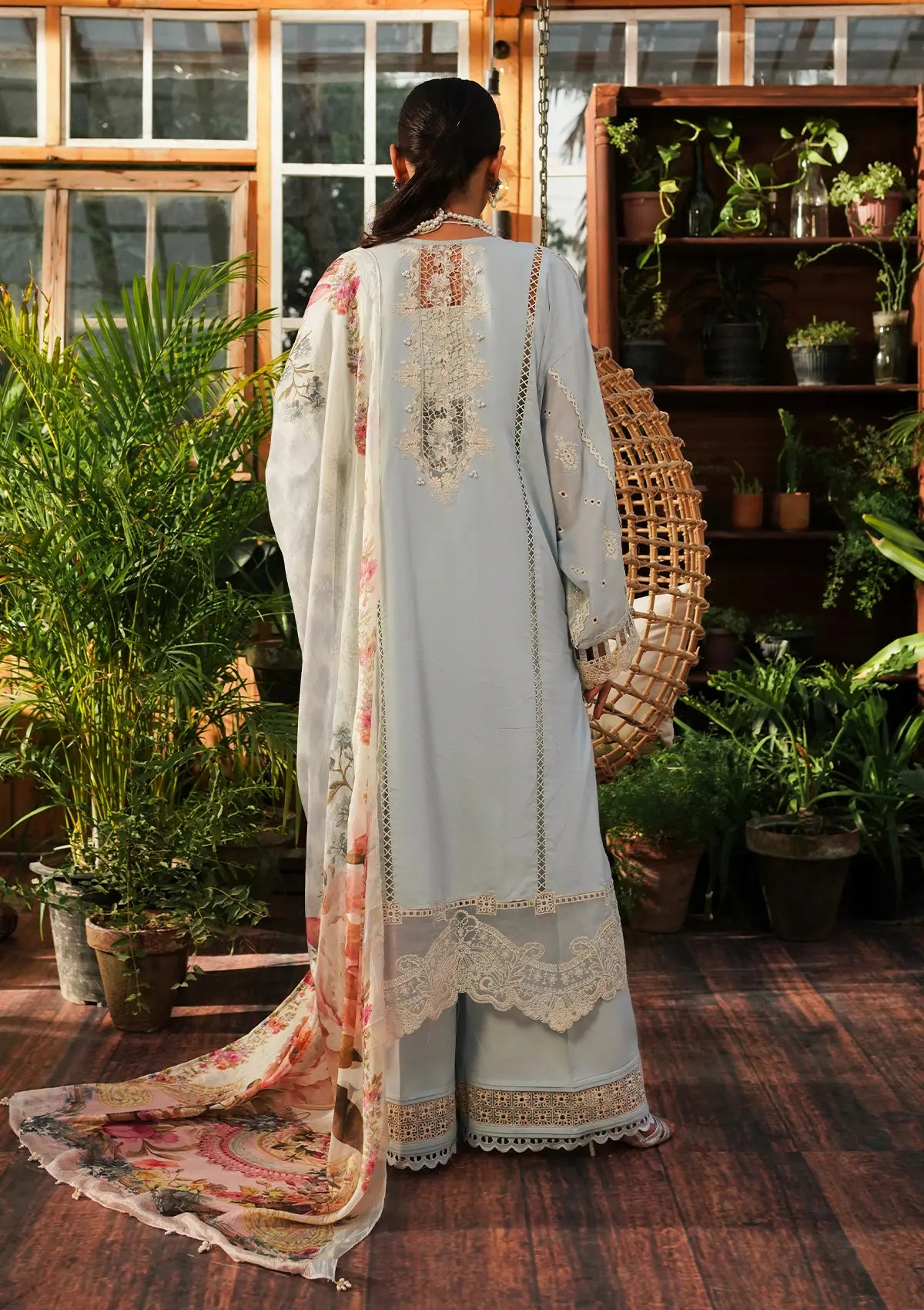 Heaven wearing this beautiful dress from KAHF's "LUXURY LAWN" 2024 Collection.