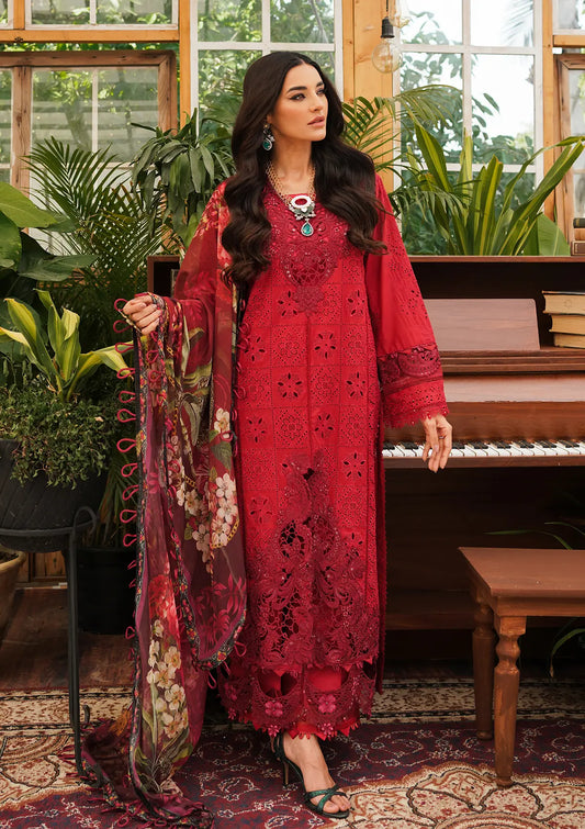 Valentino Schiffli Lawn shirt and Digital Printed Tissue Silk Dupatta   from KAHF's LUXURY LAWN Collection 2024.
