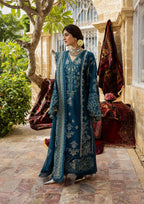 CYARA Embroidered Karandi Front and Embroidered Chiffon Dupatta from KAHF KARANDI 2025 collection.