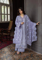 WISTERIA- Embroidered Organza Front Daman Border.