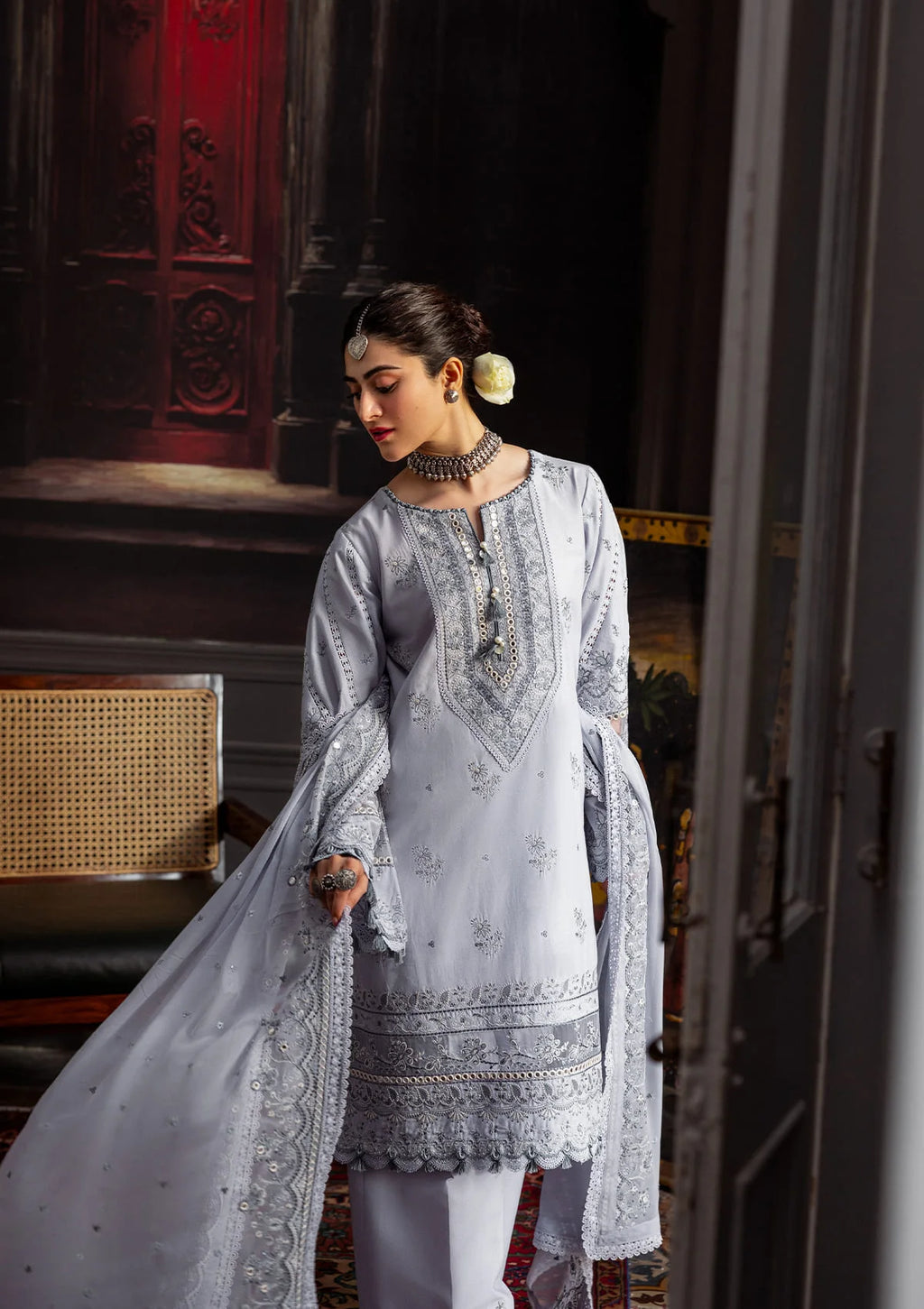 CELESTIAL Embroidered Chiffon Dupatta IN gorgeous color. 