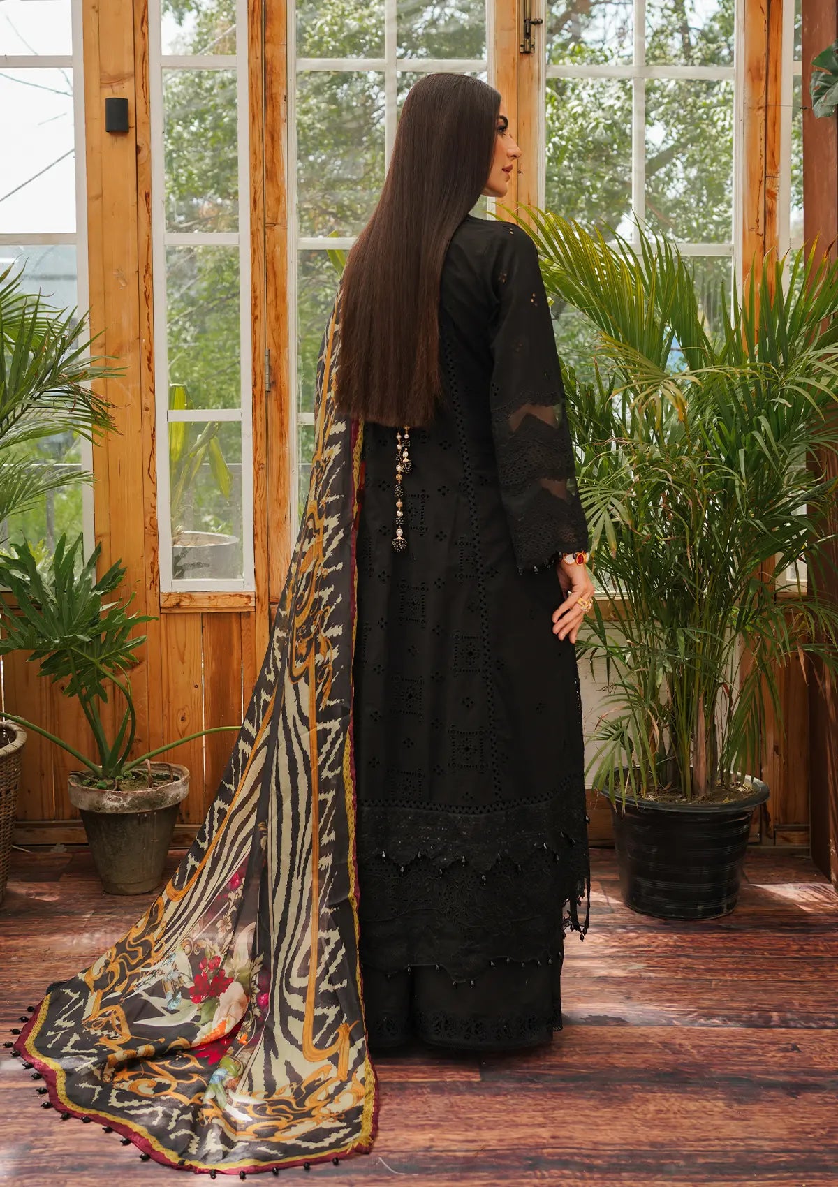 Mystery wearing this beautiful dress from KAHF's "LUXURY LAWN" 2024 Collection.